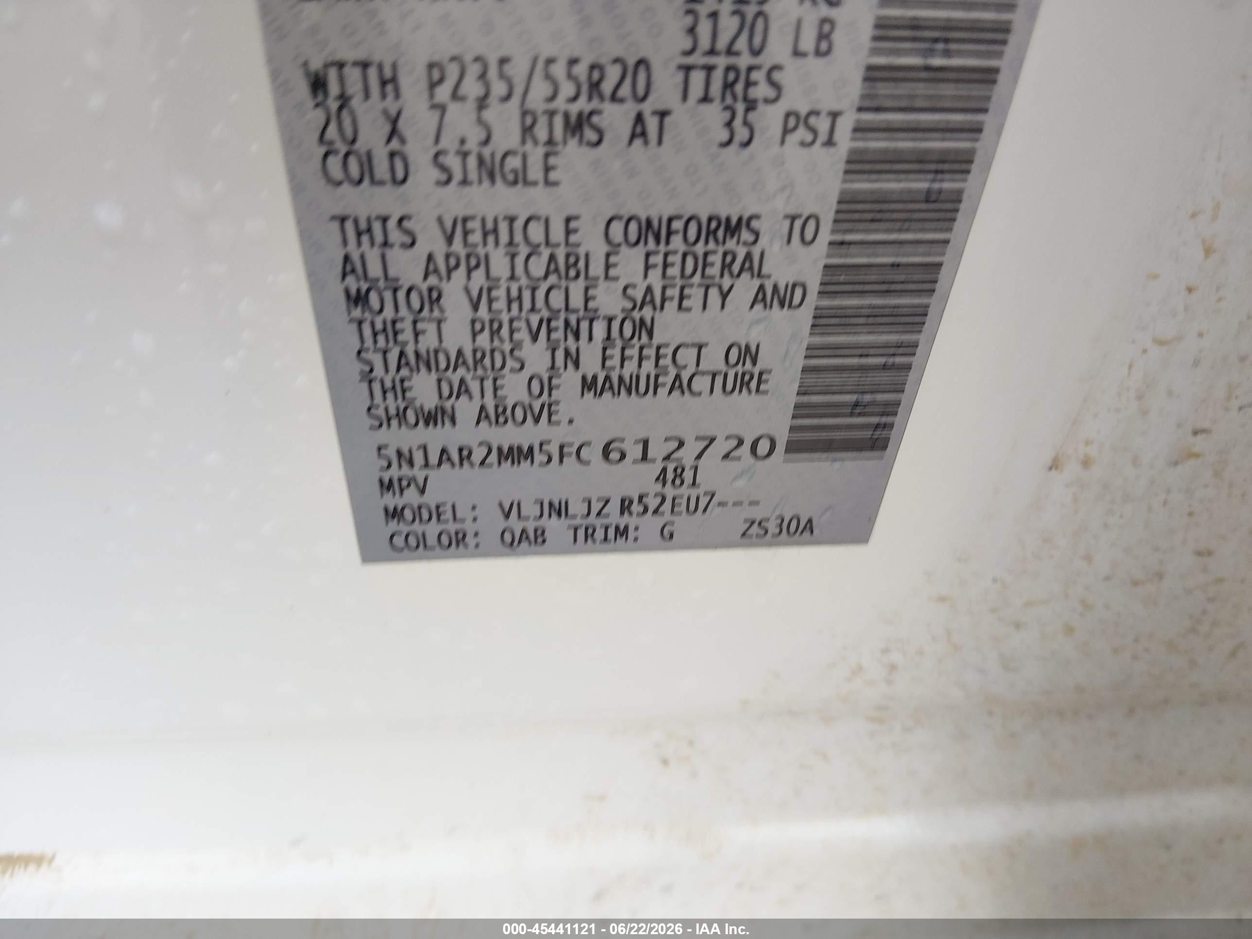 2015 Nissan Pathfinder Platinum White vin: 5N1AR2MM5FC612720