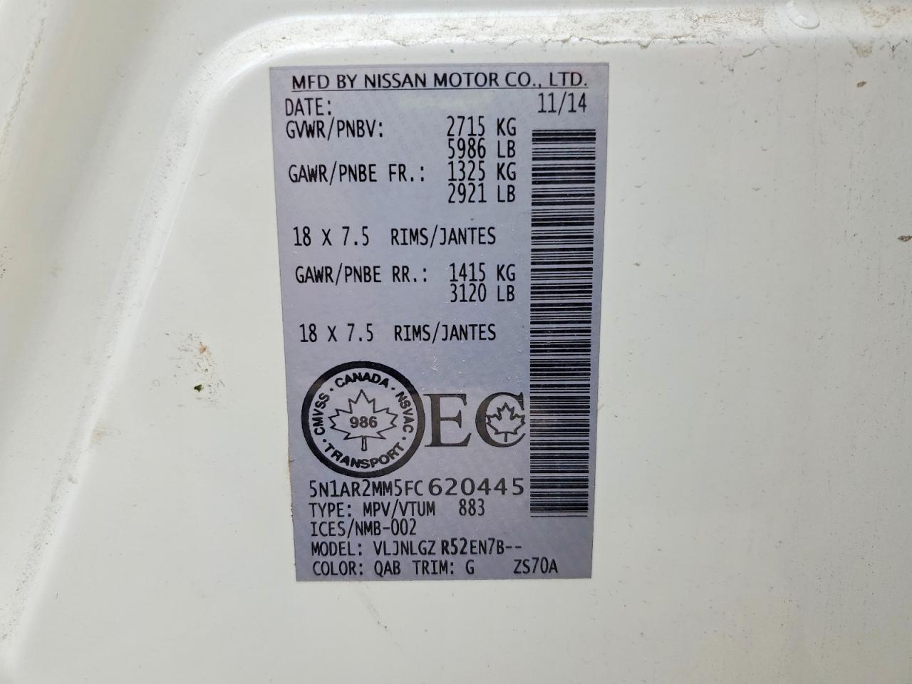2015 Nissan Pathfinder S White vin: 5N1AR2MM5FC620445