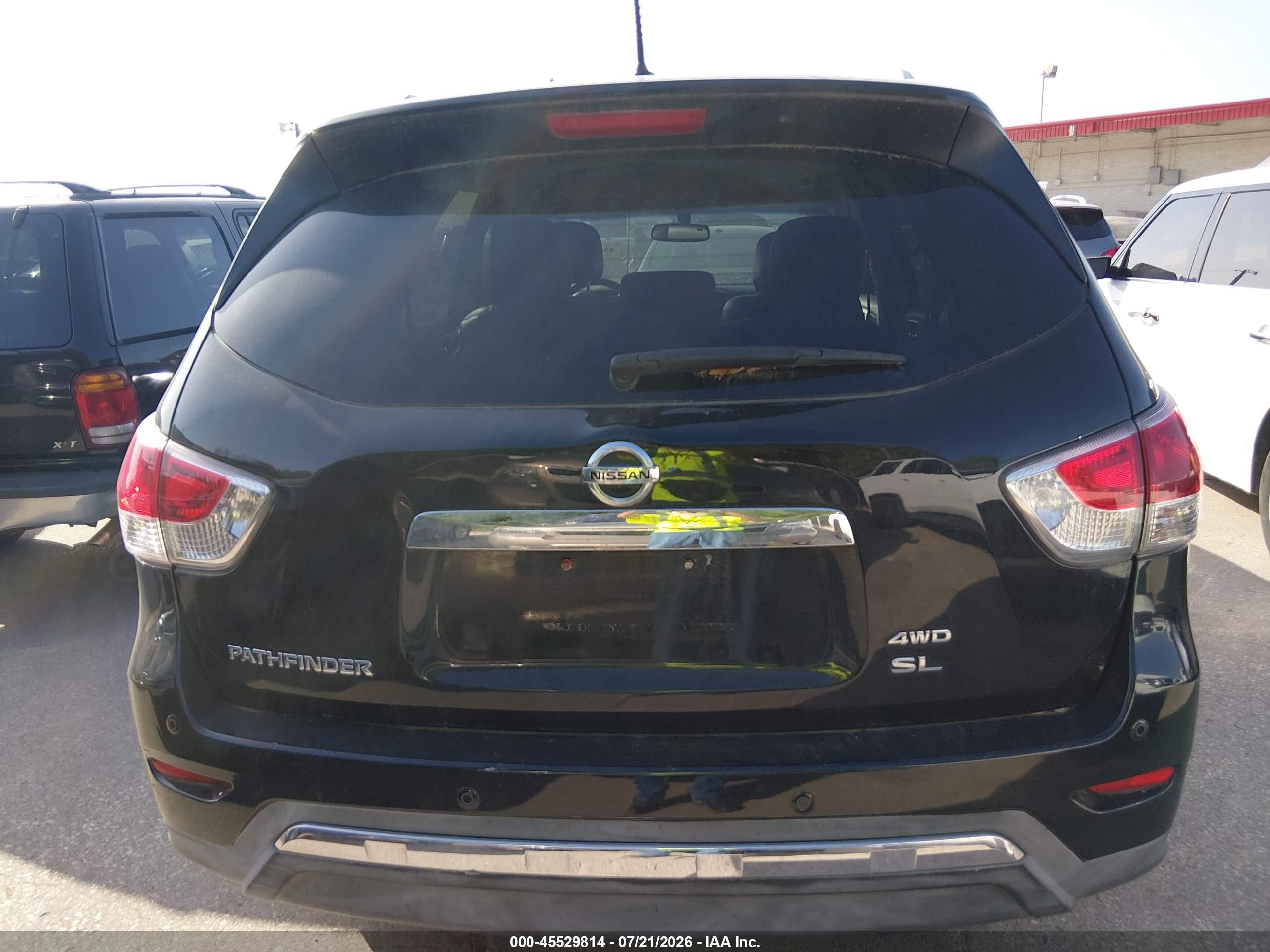 2015 Nissan Pathfinder Sl Black vin: 5N1AR2MM5FC717354