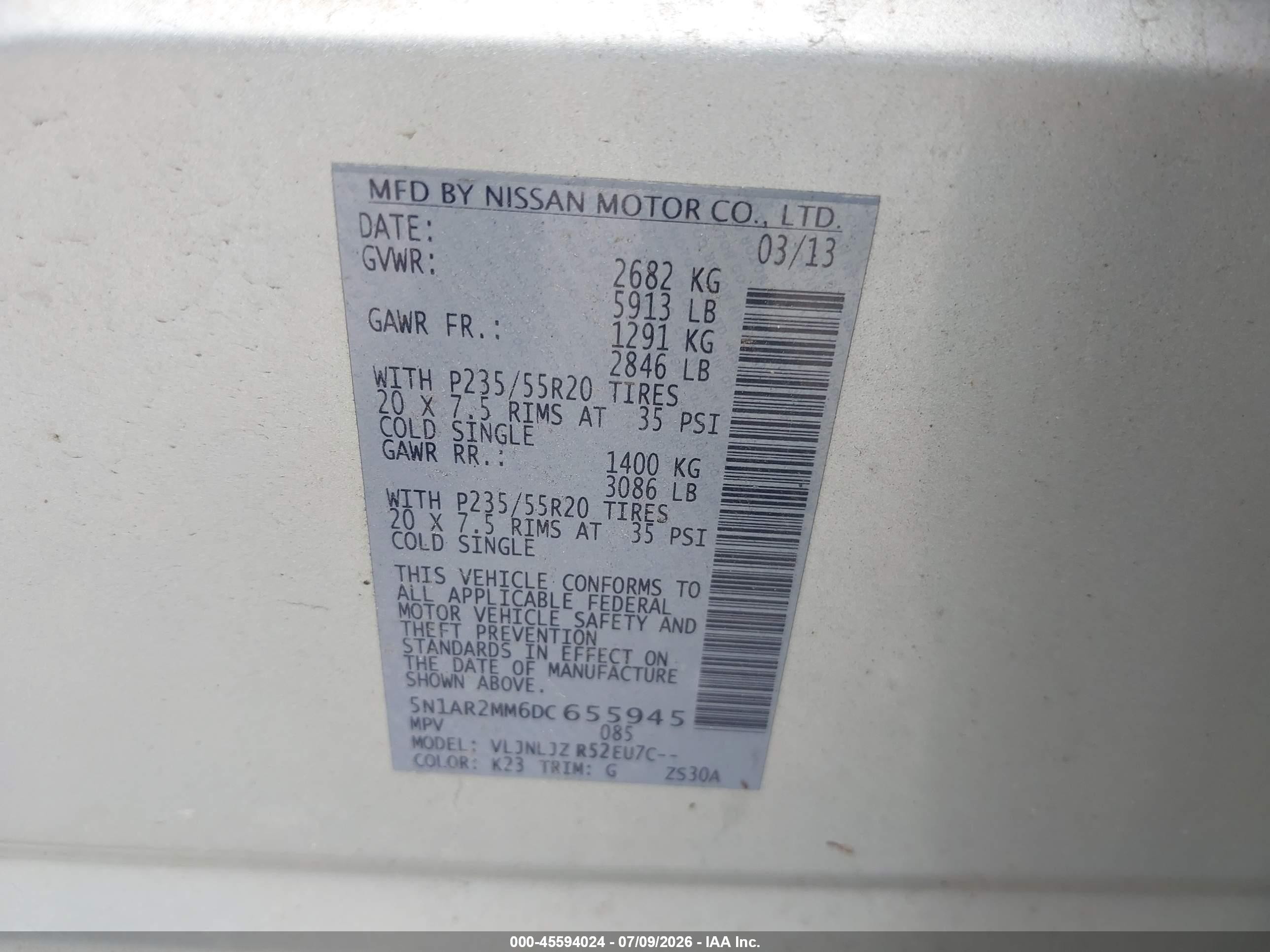 2013 Nissan Pathfinder Platinum Silver vin: 5N1AR2MM6DC655945