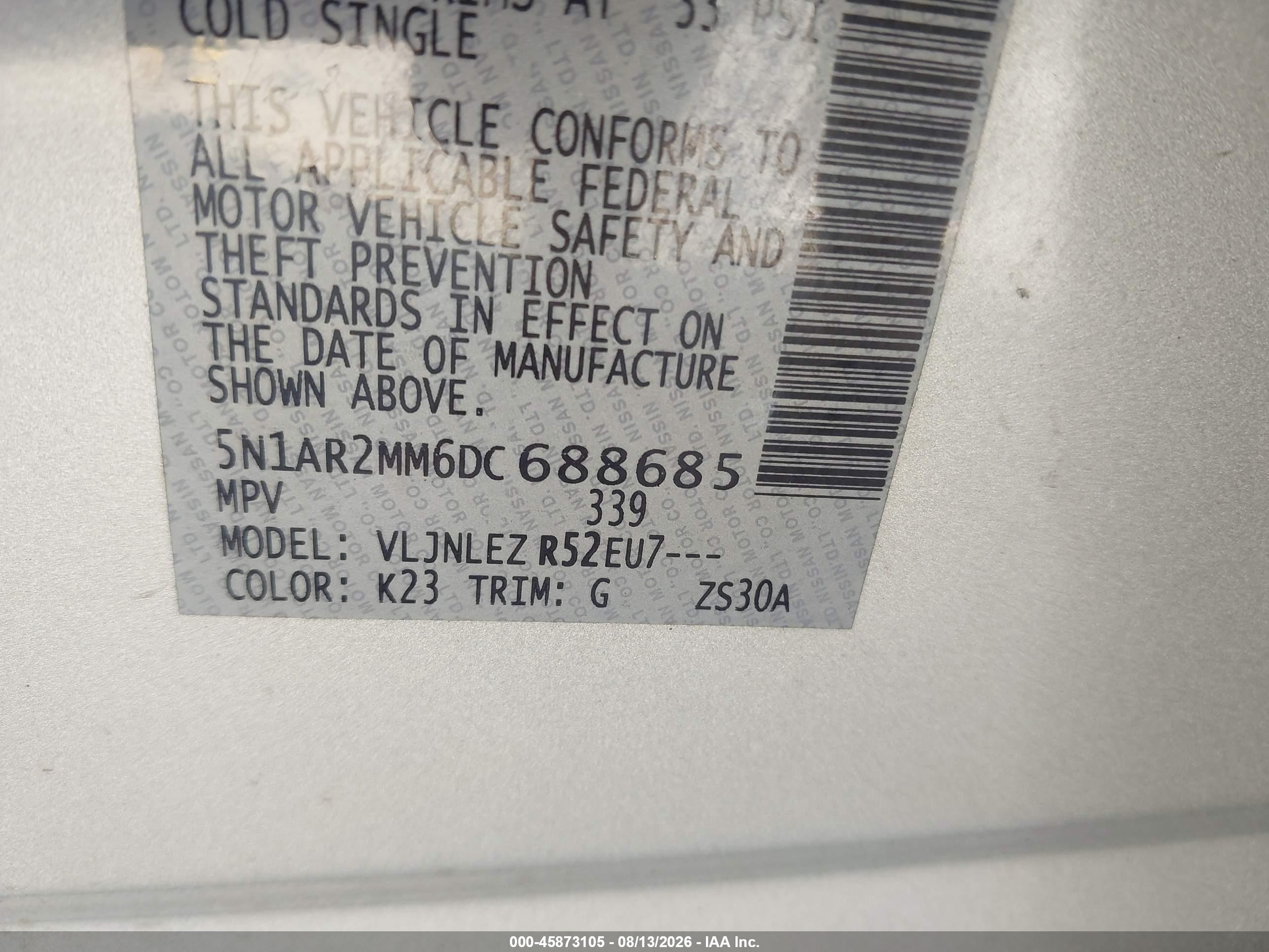 2013 Nissan Pathfinder Sv Серебряный vin: 5N1AR2MM6DC688685