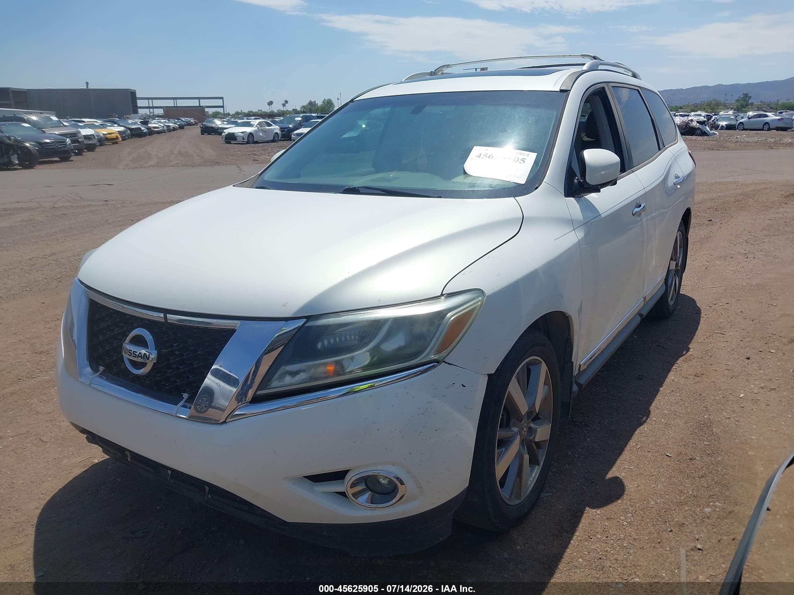 2014 Nissan Pathfinder Platinum White vin: 5N1AR2MM6EC614510
