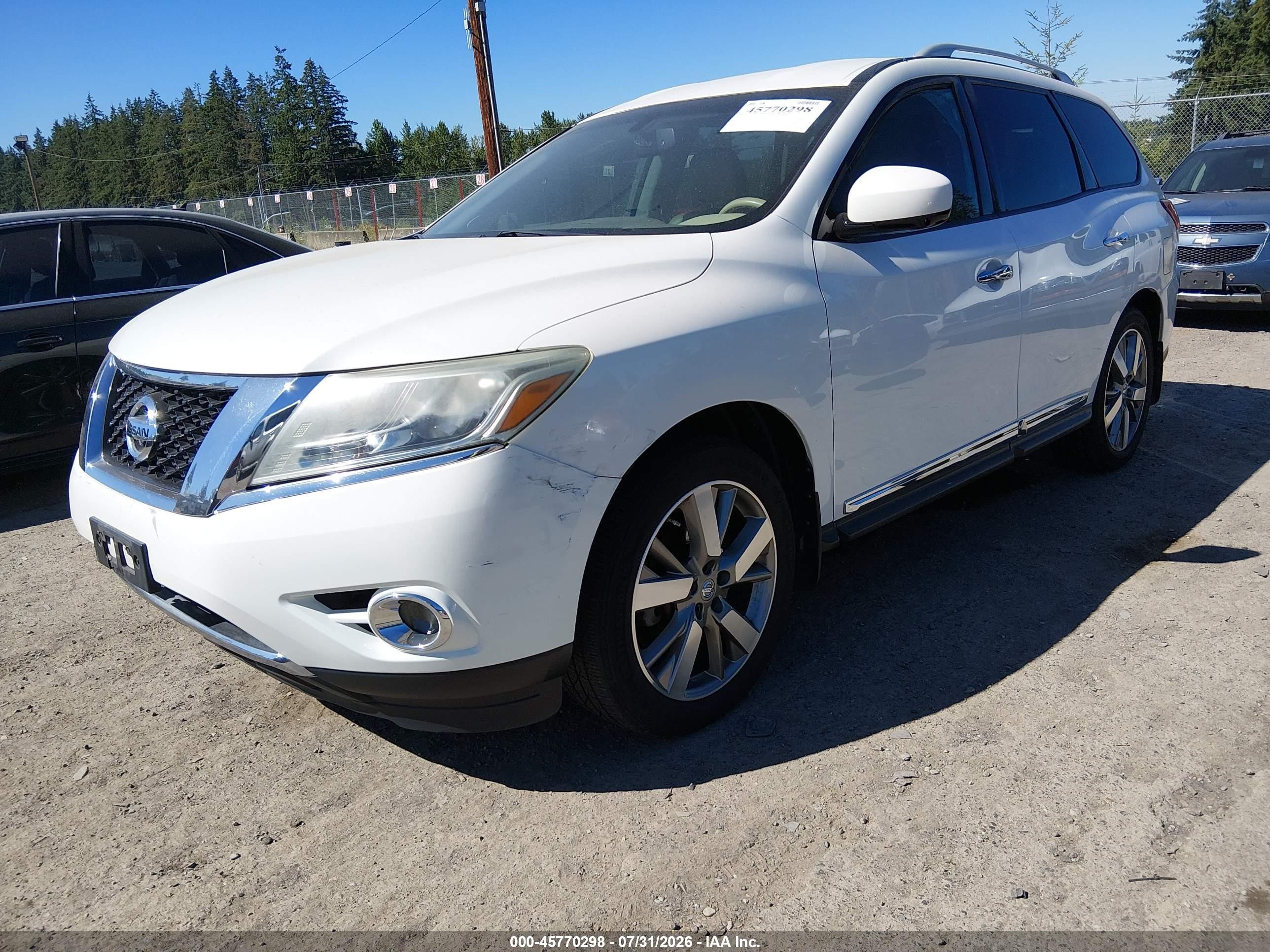2014 Nissan Pathfinder Platinum/s/sl/sv White vin: 5N1AR2MM6EC630982