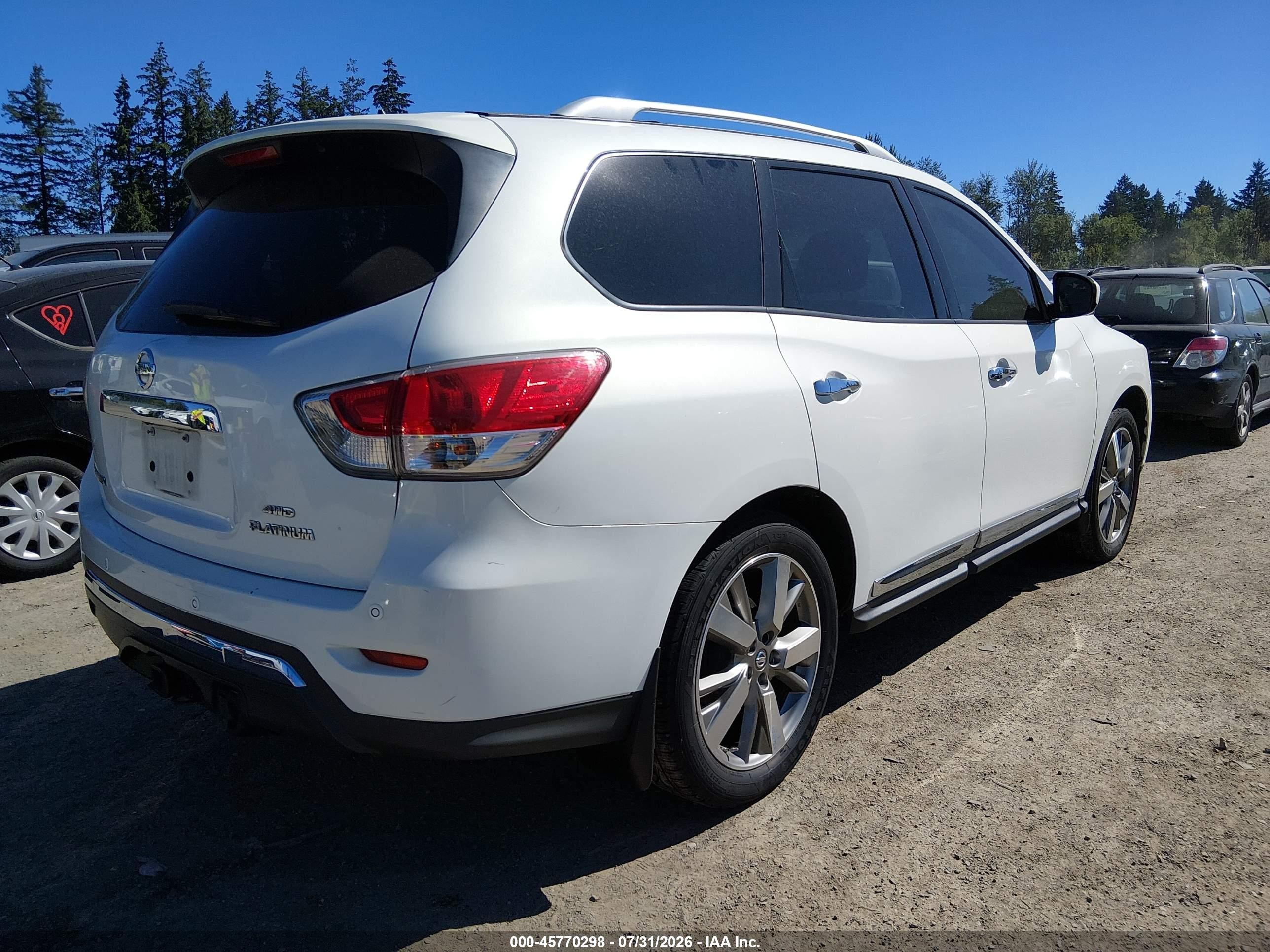 2014 Nissan Pathfinder Platinum/s/sl/sv White vin: 5N1AR2MM6EC630982