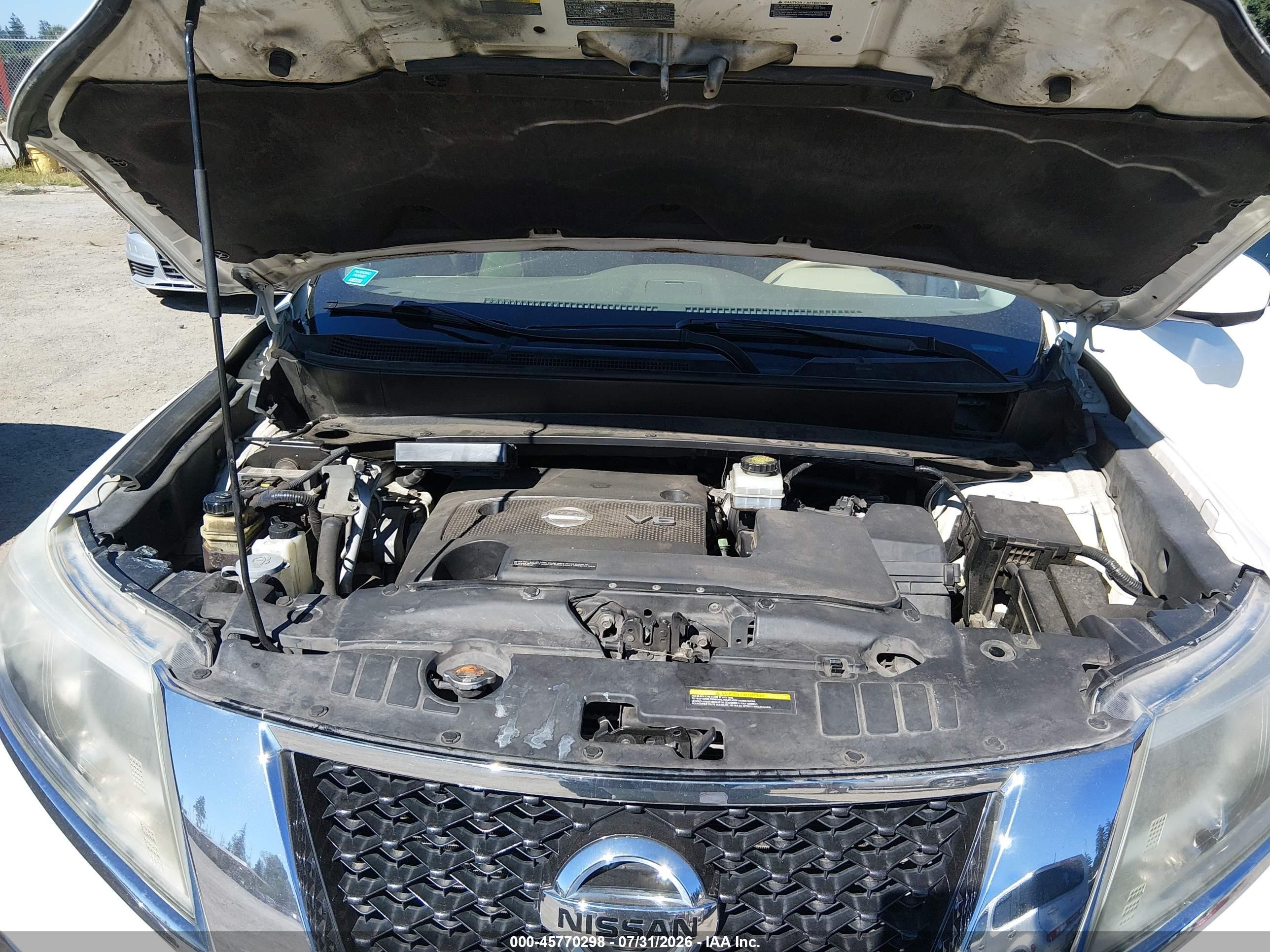 2014 Nissan Pathfinder Platinum/s/sl/sv White vin: 5N1AR2MM6EC630982