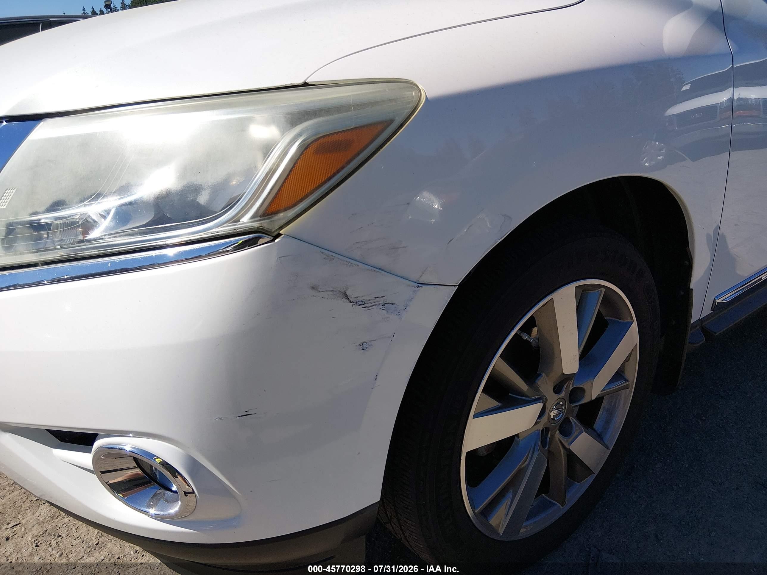 2014 Nissan Pathfinder Platinum/s/sl/sv White vin: 5N1AR2MM6EC630982