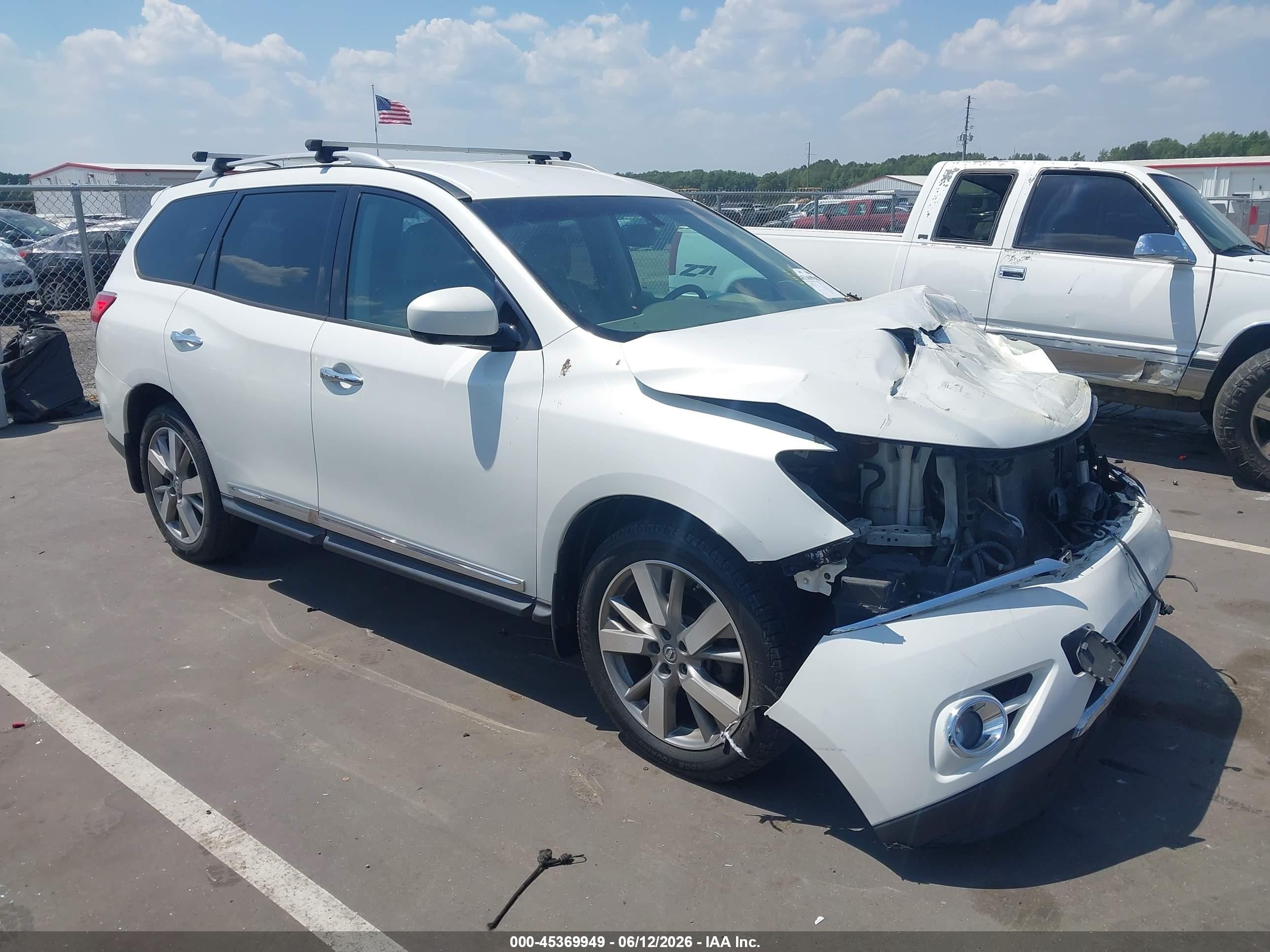 2014 Nissan Pathfinder Platinum White vin: 5N1AR2MM6EC647054