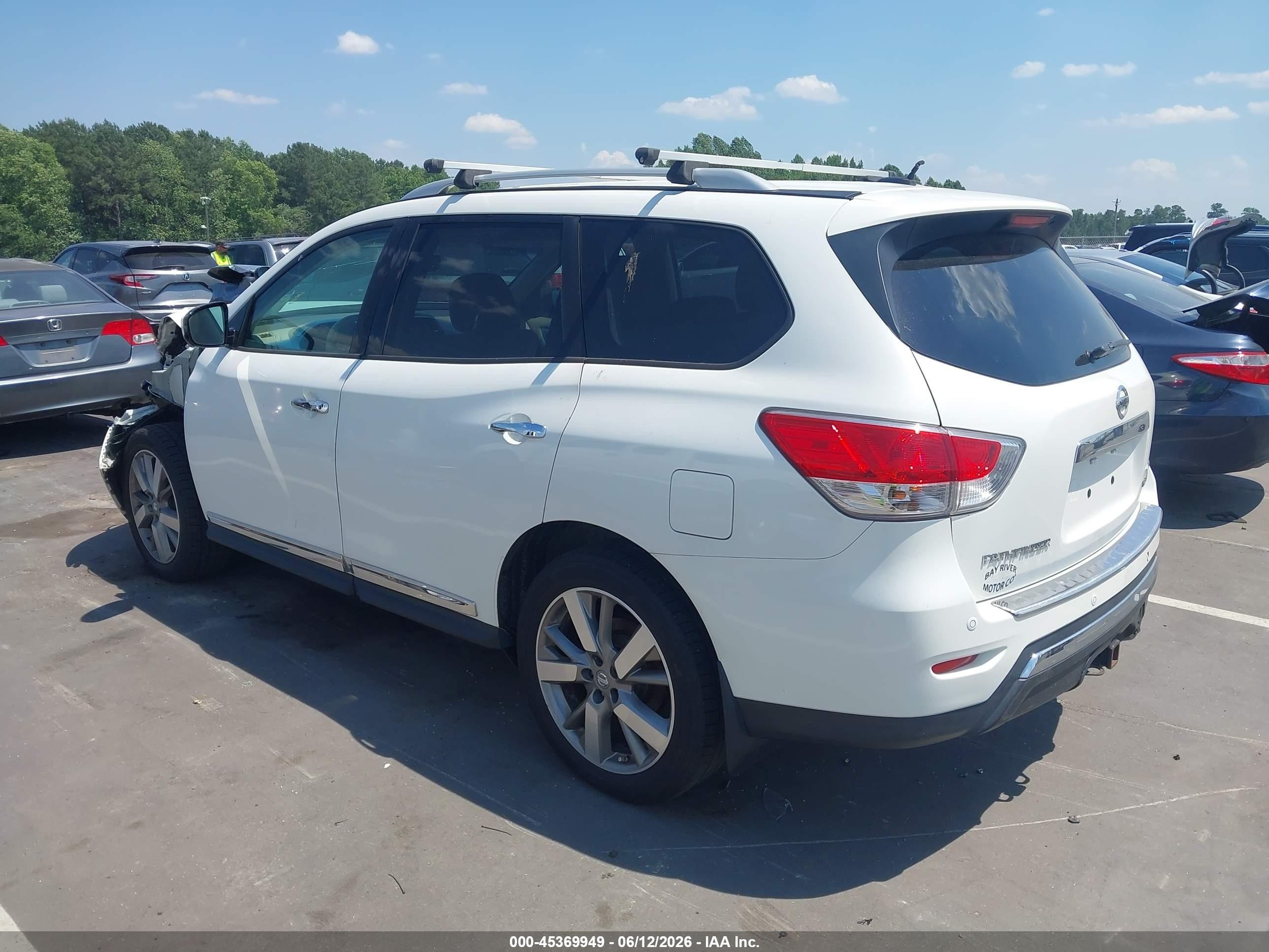 2014 Nissan Pathfinder Platinum White vin: 5N1AR2MM6EC647054