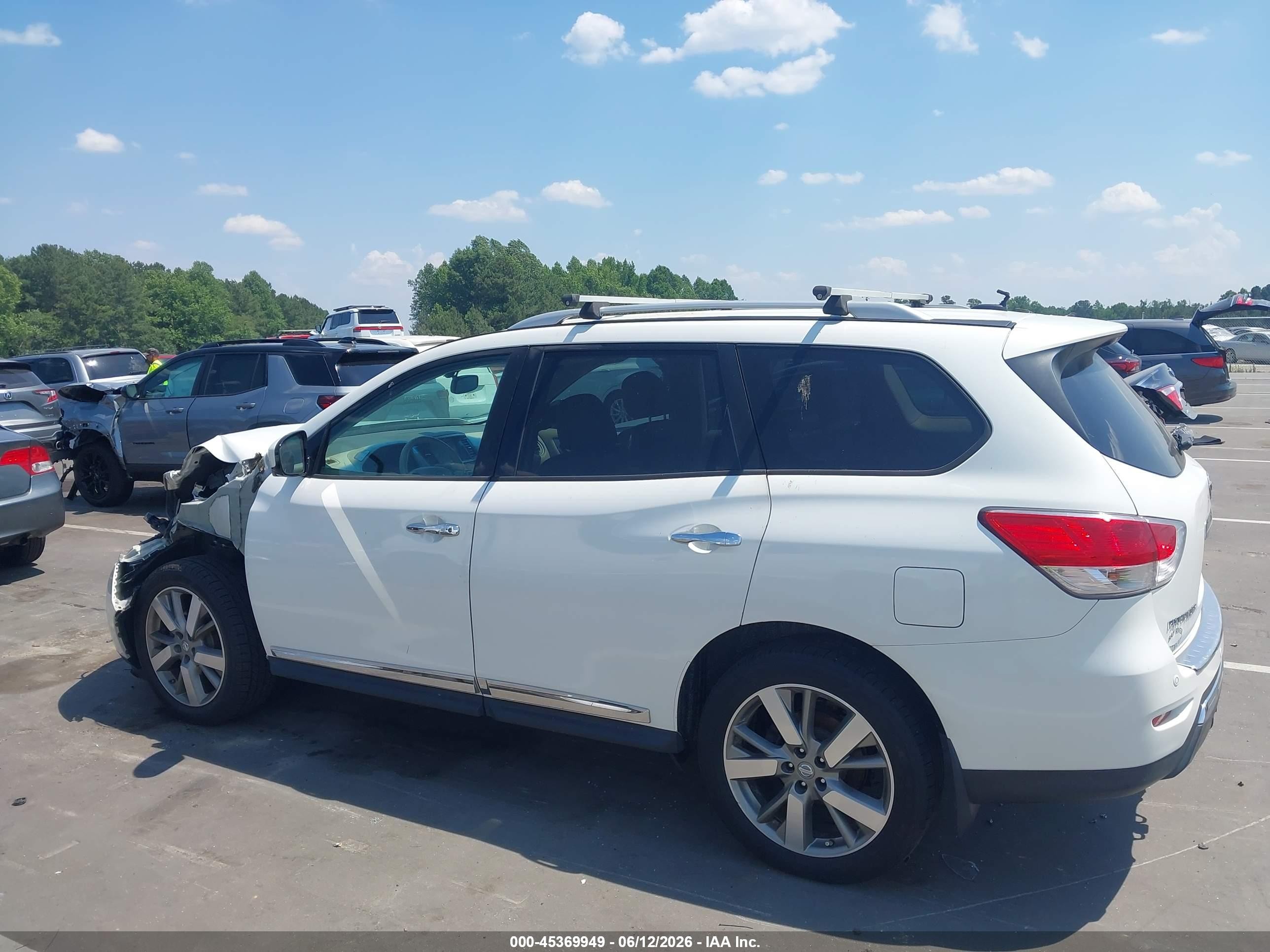 2014 Nissan Pathfinder Platinum White vin: 5N1AR2MM6EC647054