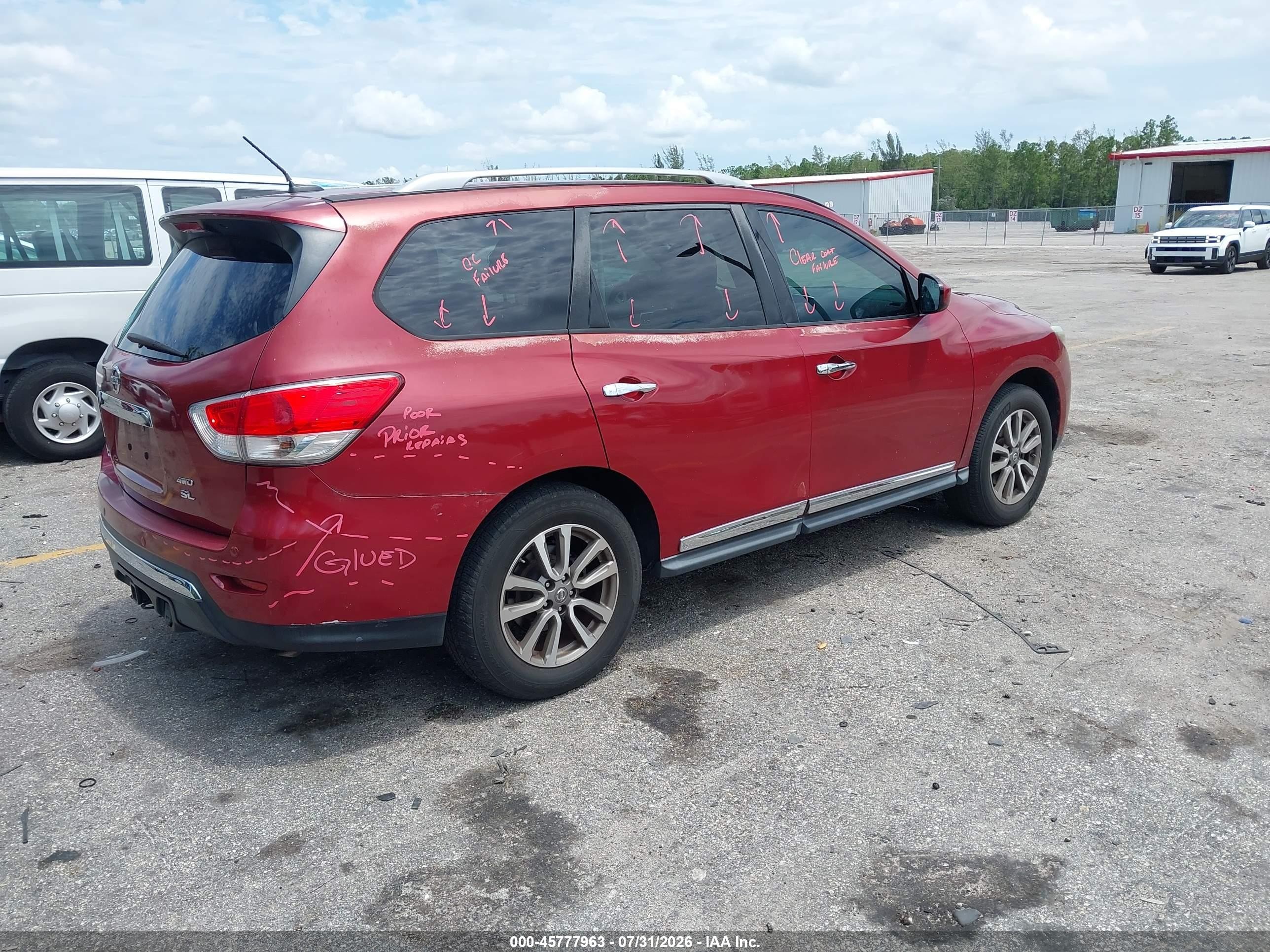 2014 Nissan Pathfinder Platinum/s/sl/sv Red vin: 5N1AR2MM6EC664906