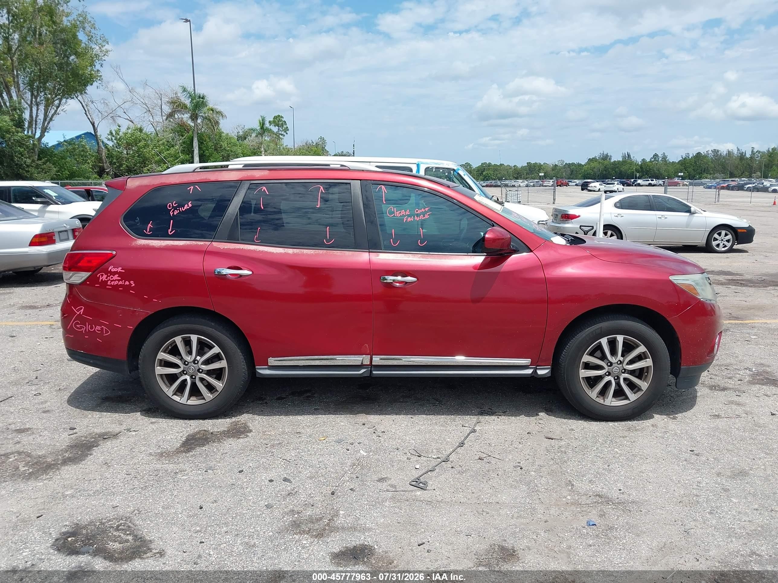 2014 Nissan Pathfinder Platinum/s/sl/sv Red vin: 5N1AR2MM6EC664906
