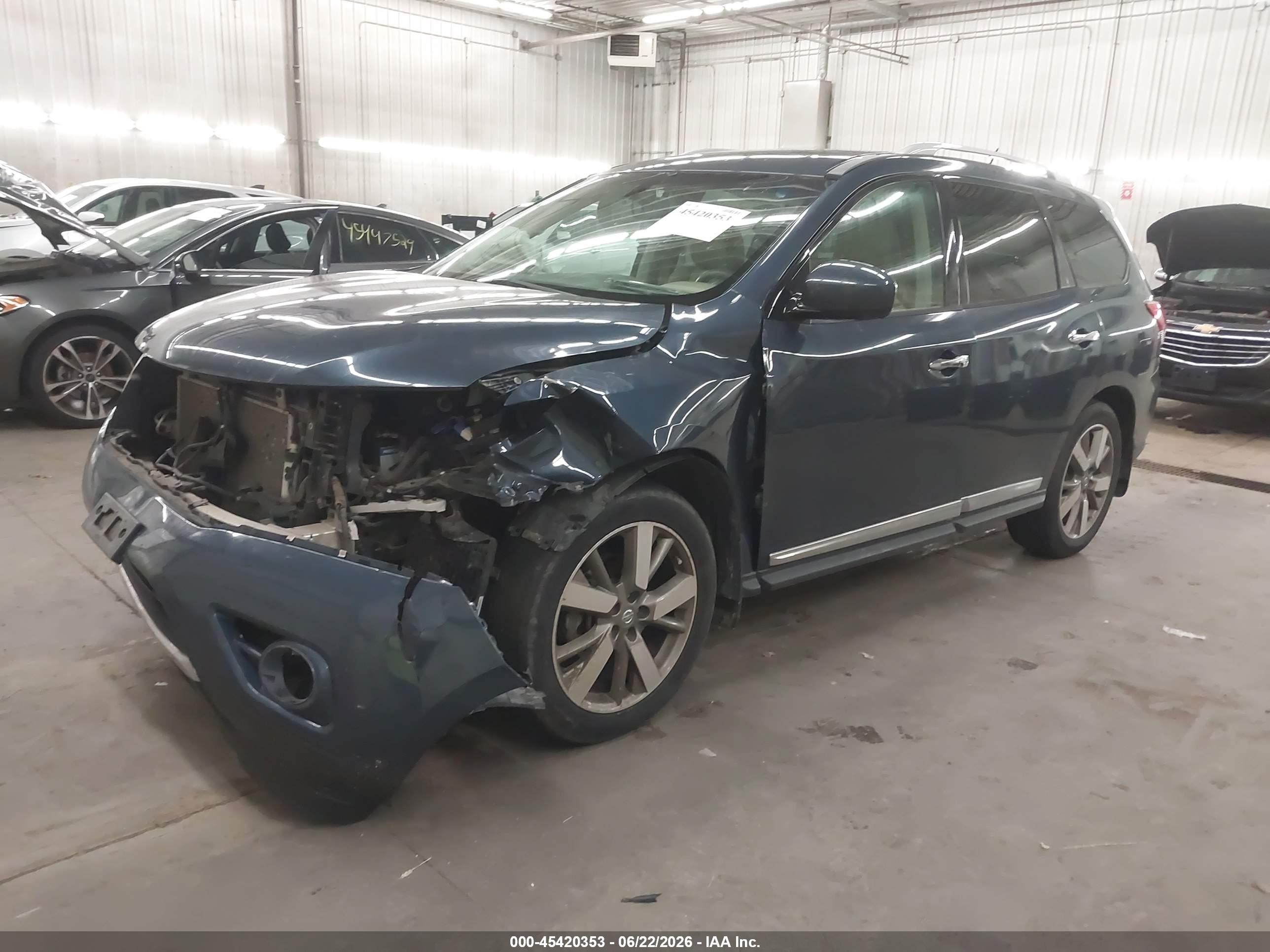 2015 Nissan Pathfinder Platinum Синий vin: 5N1AR2MM6FC634919
