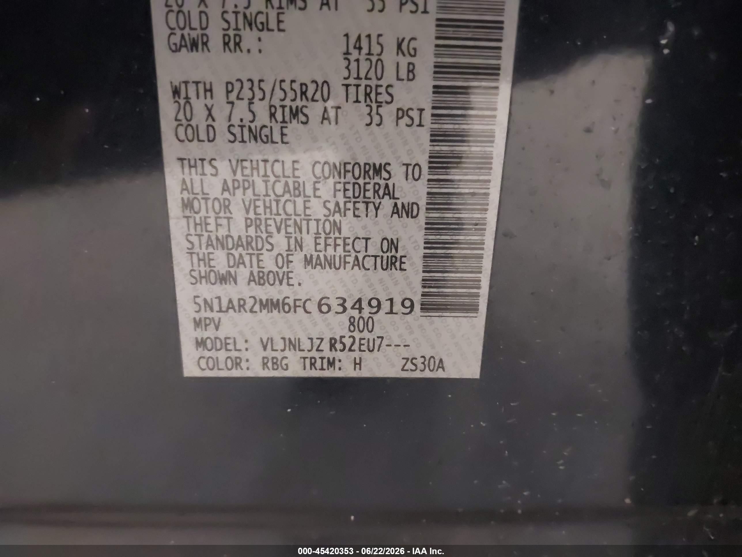 2015 Nissan Pathfinder Platinum Синий vin: 5N1AR2MM6FC634919