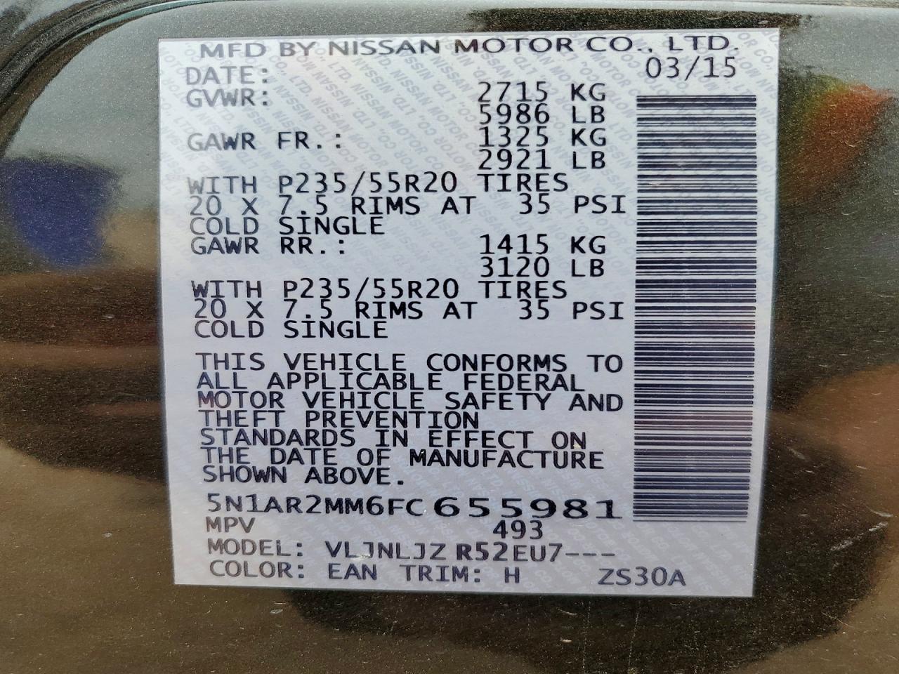 2015 Nissan Pathfinder S Black vin: 5N1AR2MM6FC655981
