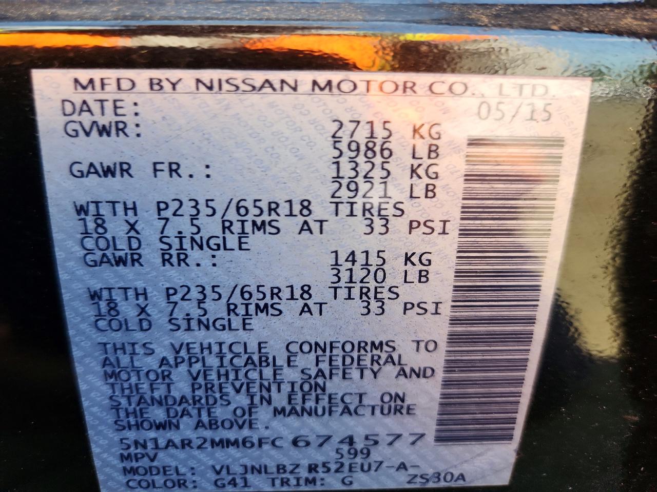 2015 Nissan Pathfinder S Black vin: 5N1AR2MM6FC674577