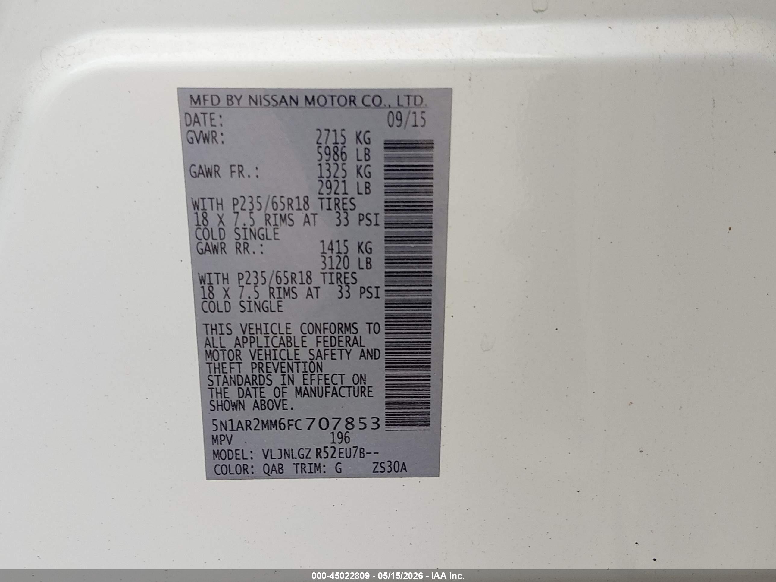 2015 Nissan Pathfinder Sl Cream vin: 5N1AR2MM6FC707853