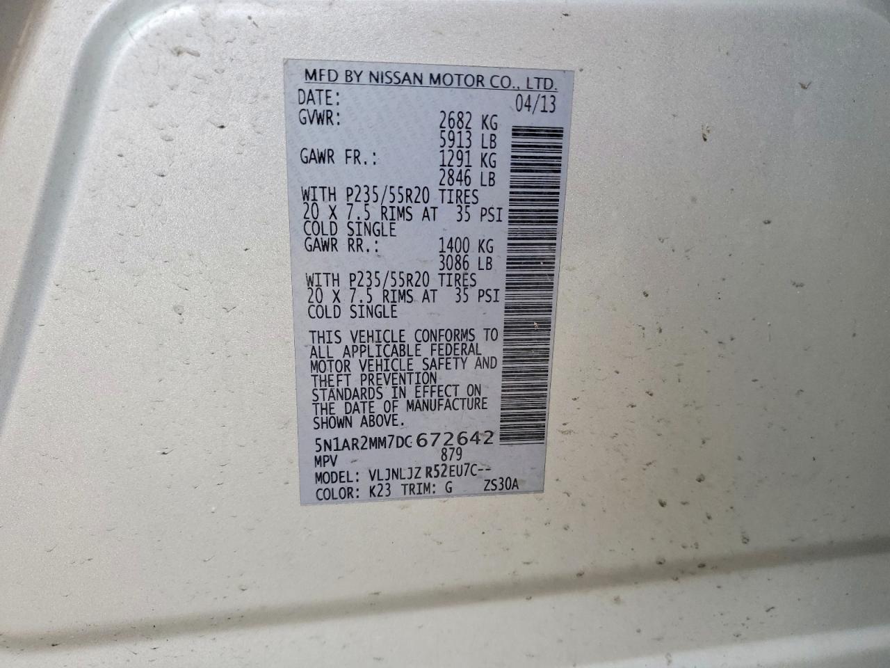 2013 Nissan Pathfinder S Silver vin: 5N1AR2MM7DC672642
