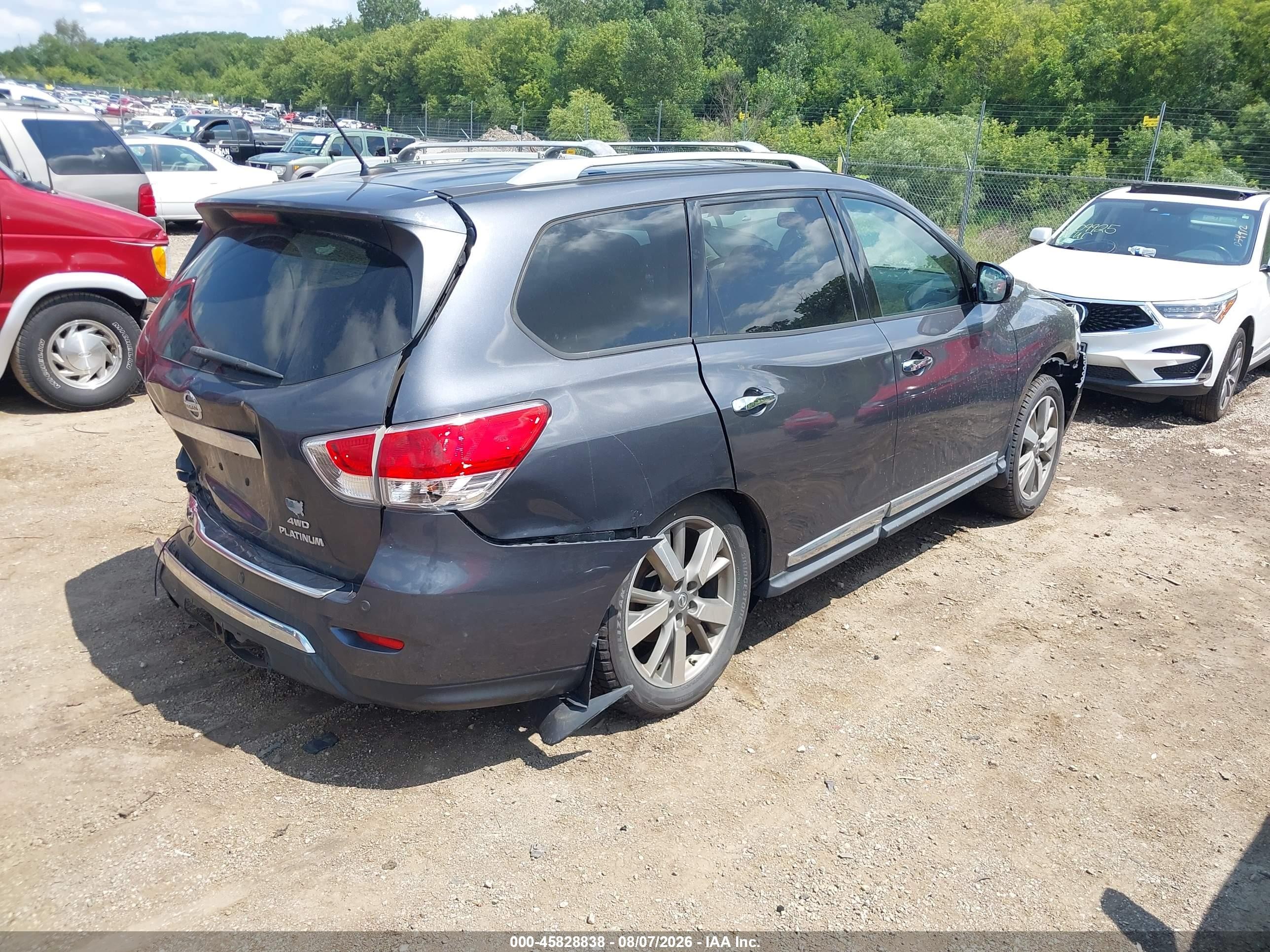 2014 Nissan Pathfinder Platinum Gray vin: 5N1AR2MM7EC713420