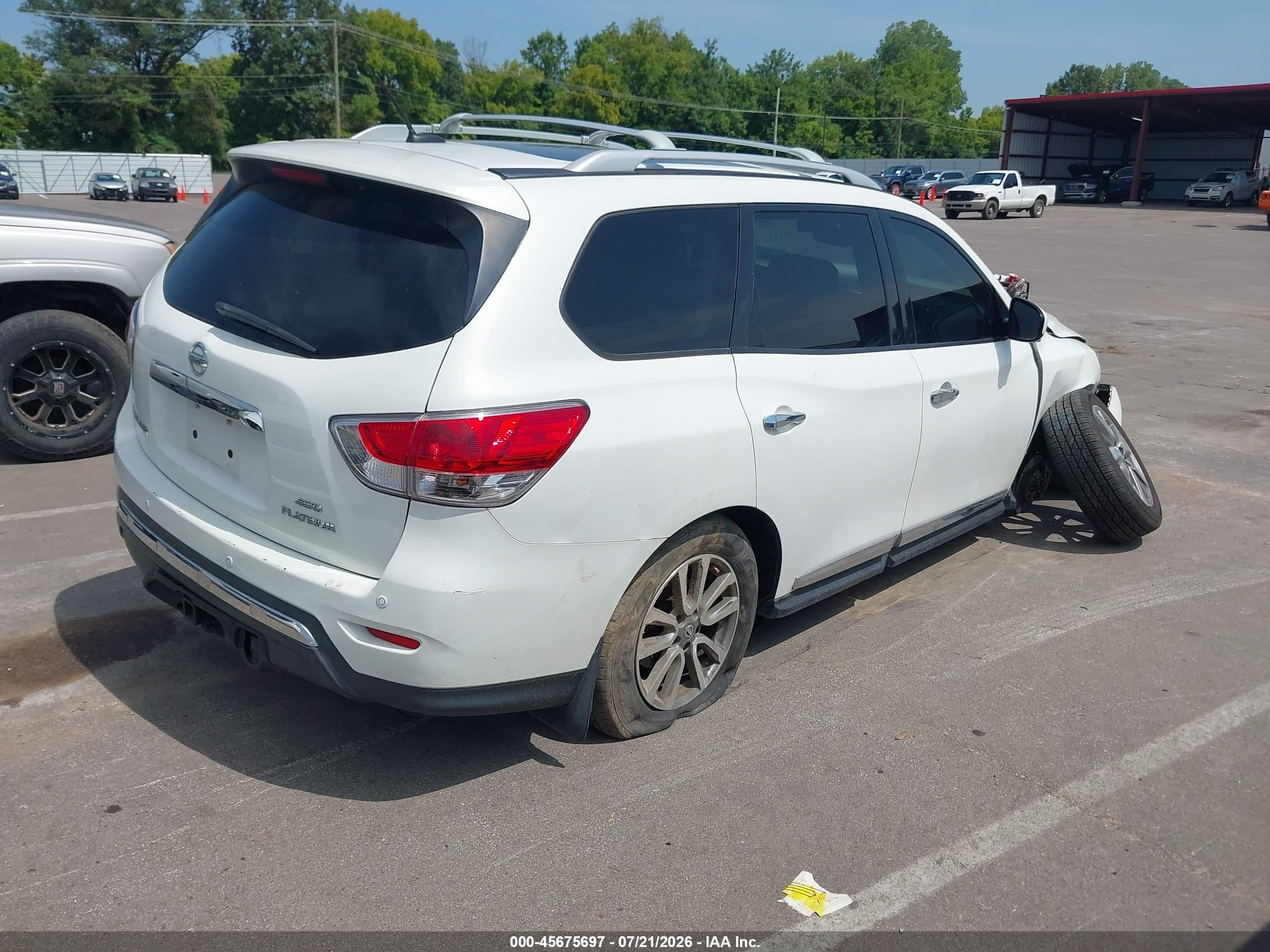 2014 Nissan Pathfinder Platinum Белый vin: 5N1AR2MM7EC714437
