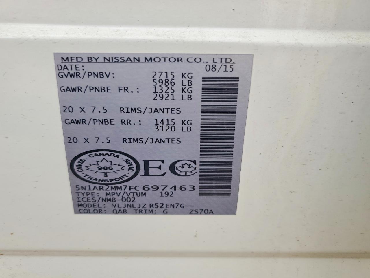 2015 Nissan Pathfinder S White vin: 5N1AR2MM7FC697463
