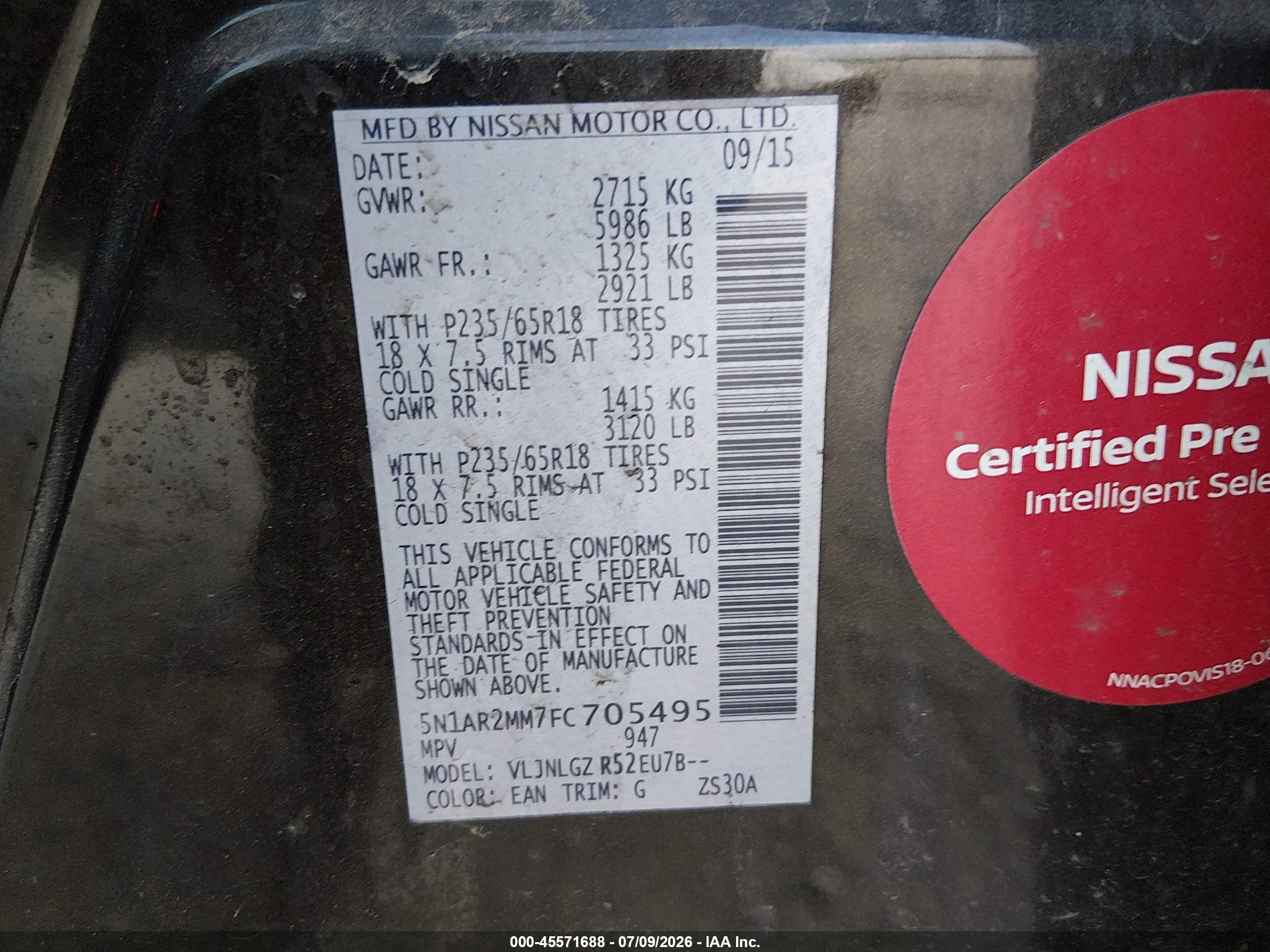 2015 Nissan Pathfinder Sl Черный vin: 5N1AR2MM7FC705495
