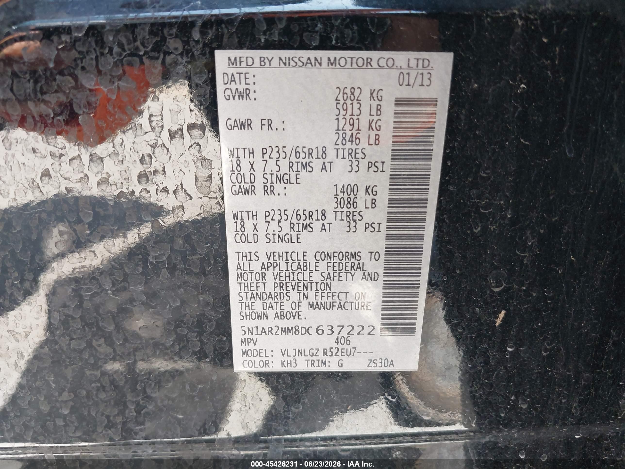 2013 Nissan Pathfinder Sl Black vin: 5N1AR2MM8DC637222