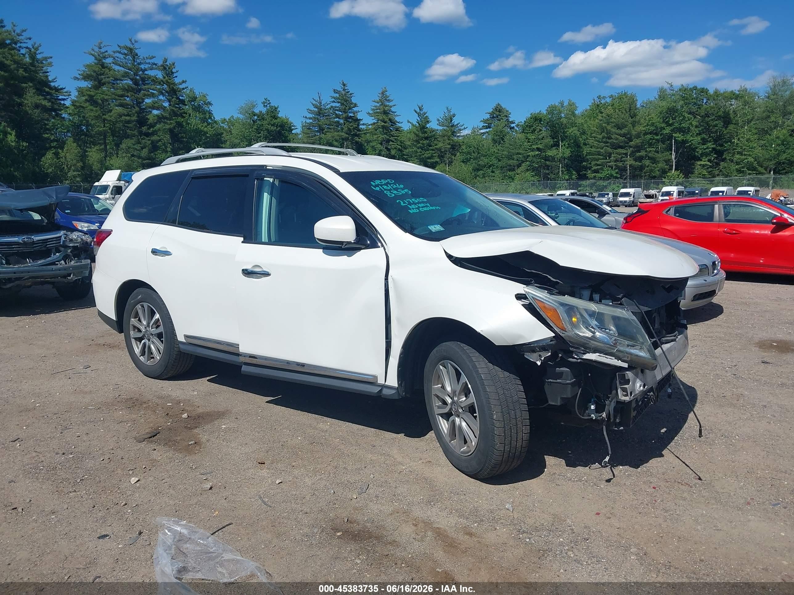 2013 Nissan Pathfinder Sl White vin: 5N1AR2MM8DC638385