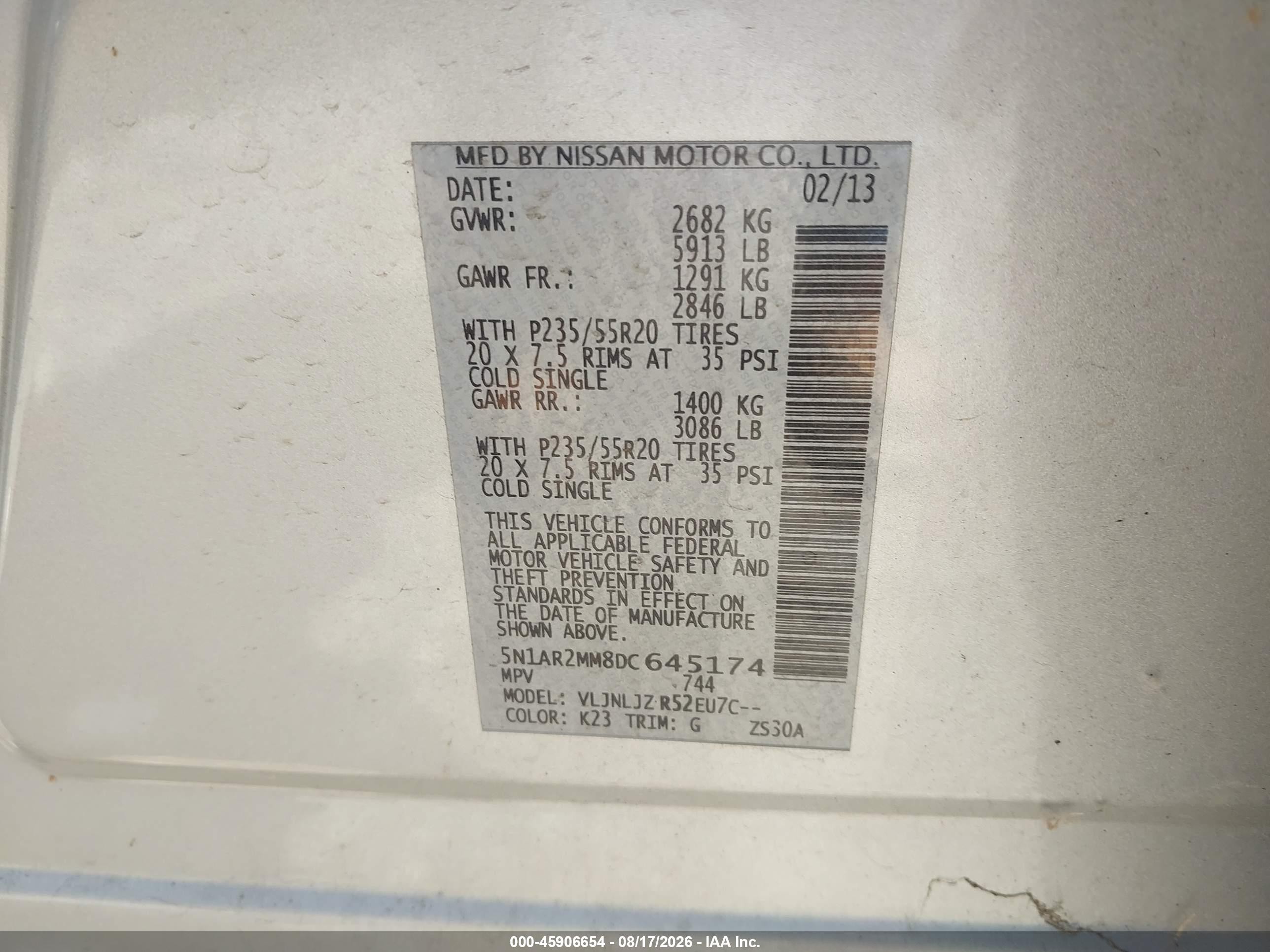 2013 Nissan Pathfinder Platinum Silver vin: 5N1AR2MM8DC645174