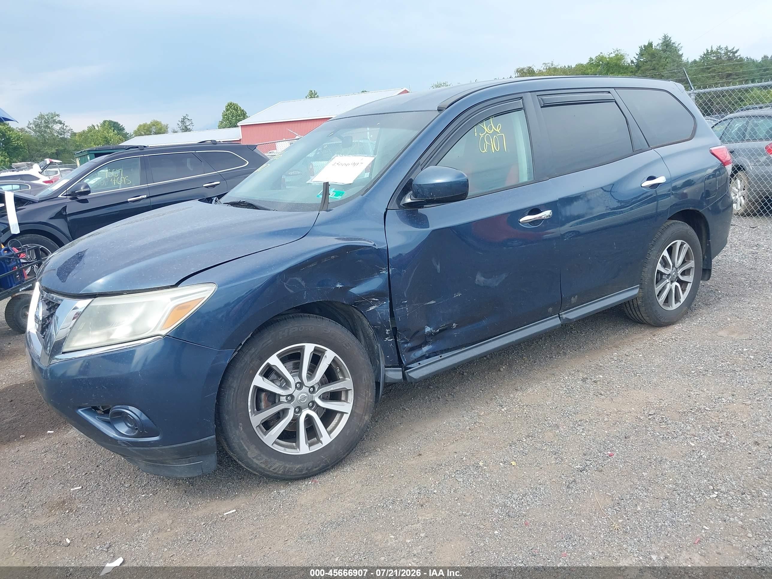 2013 Nissan Pathfinder S Blue vin: 5N1AR2MM8DC654537