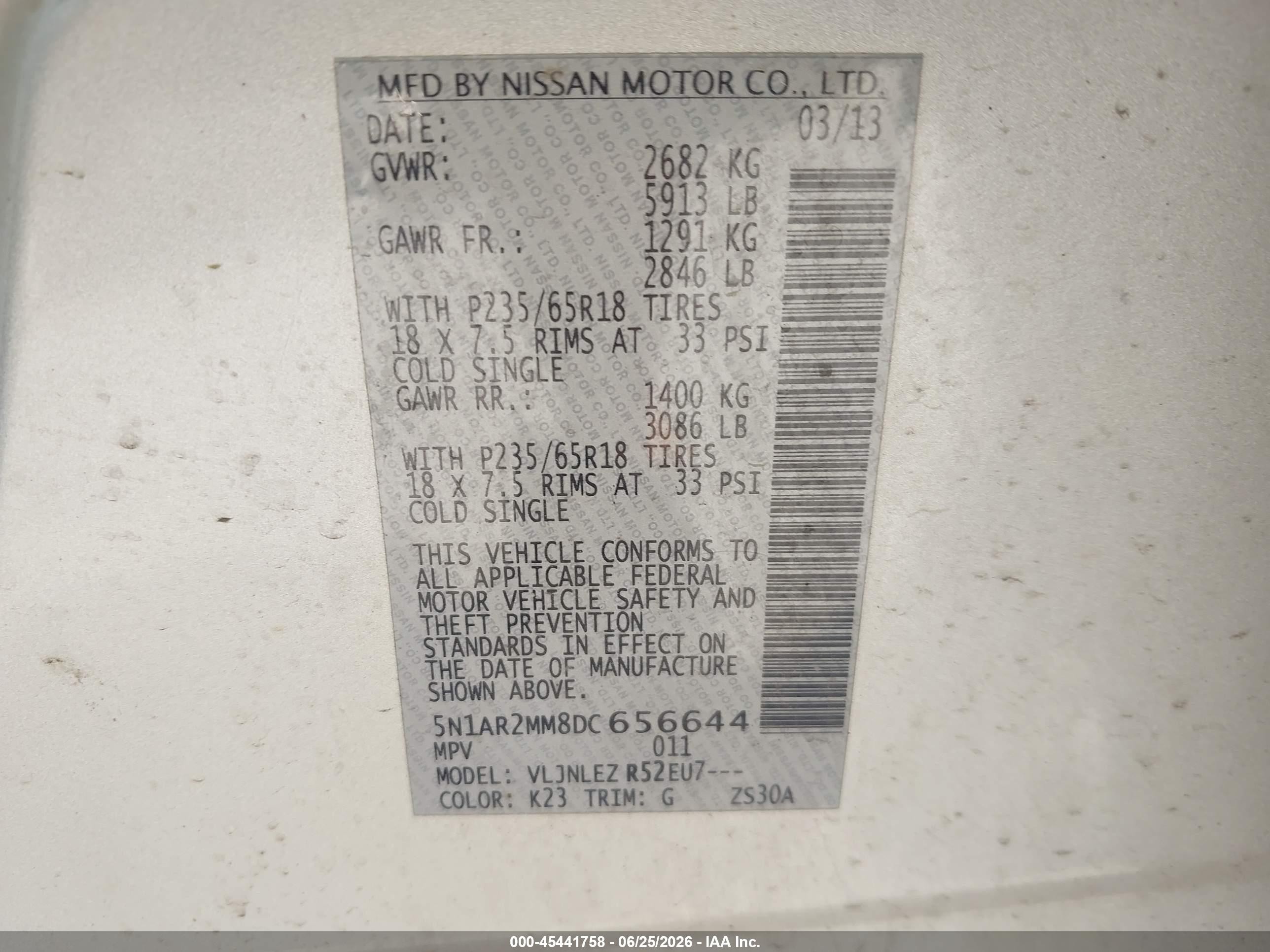 2013 Nissan Pathfinder Sv Silver vin: 5N1AR2MM8DC656644