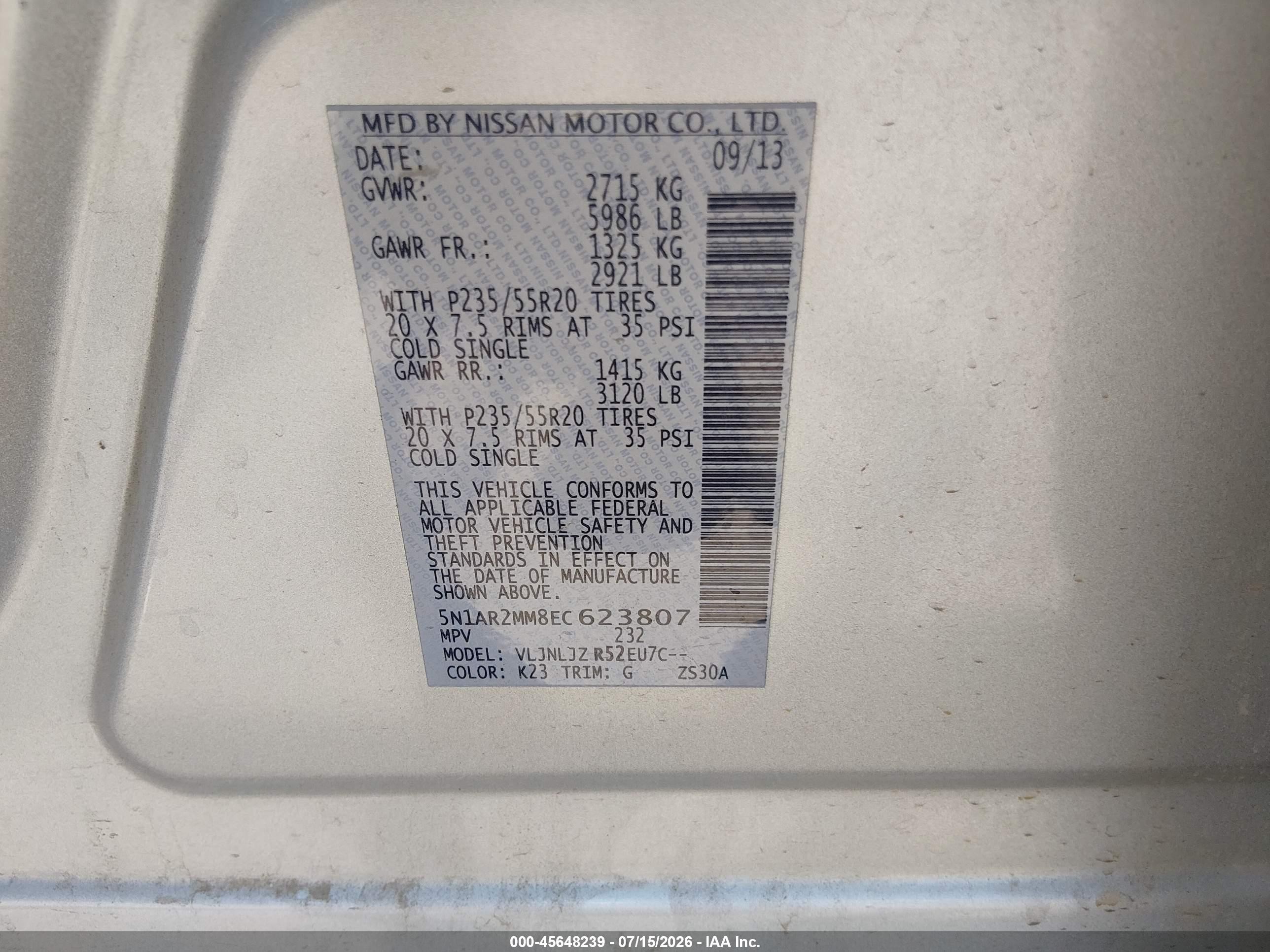 2014 Nissan Pathfinder Platinum Silver vin: 5N1AR2MM8EC623807