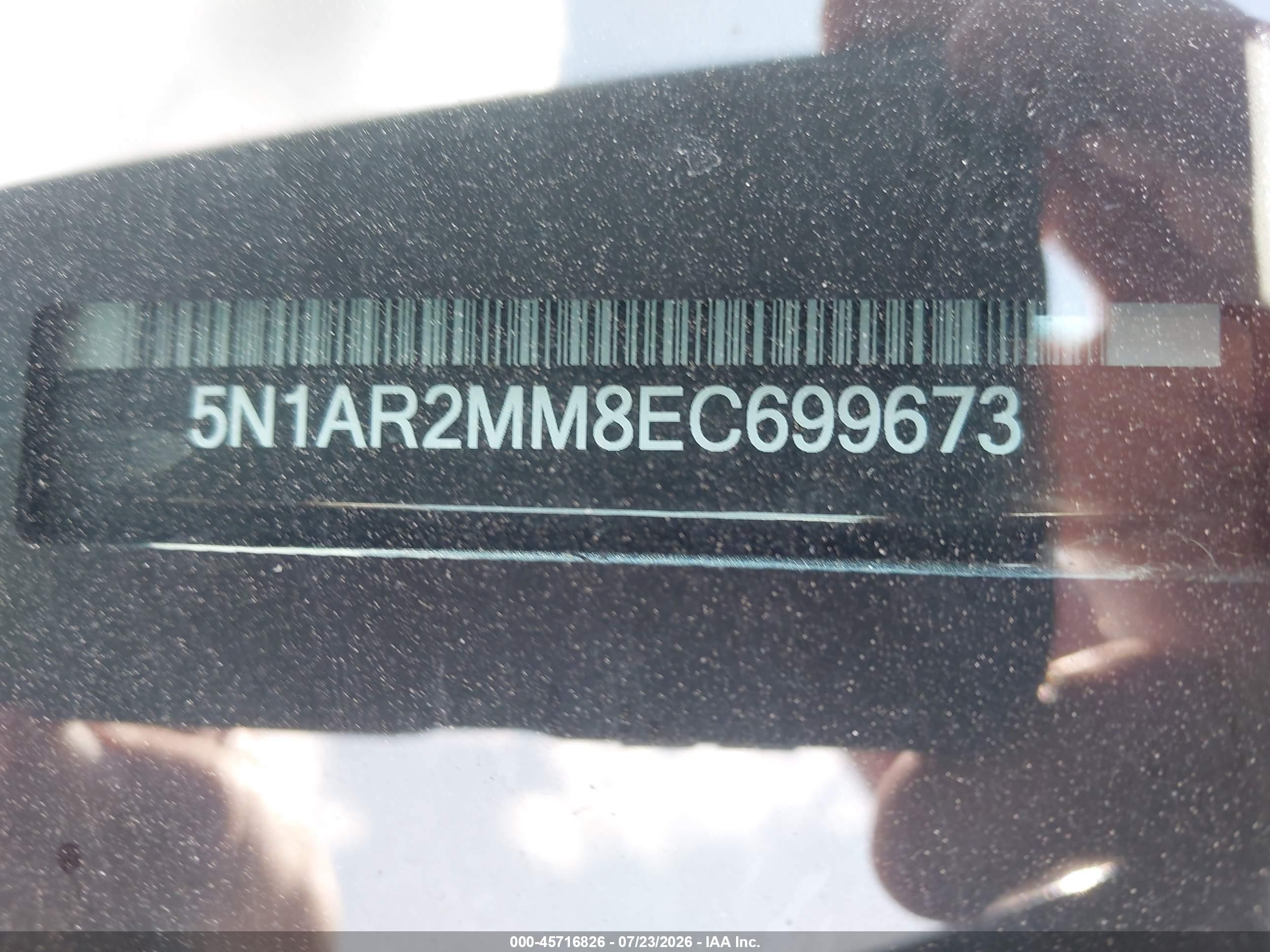 2014 Nissan Pathfinder Sv Gray vin: 5N1AR2MM8EC699673