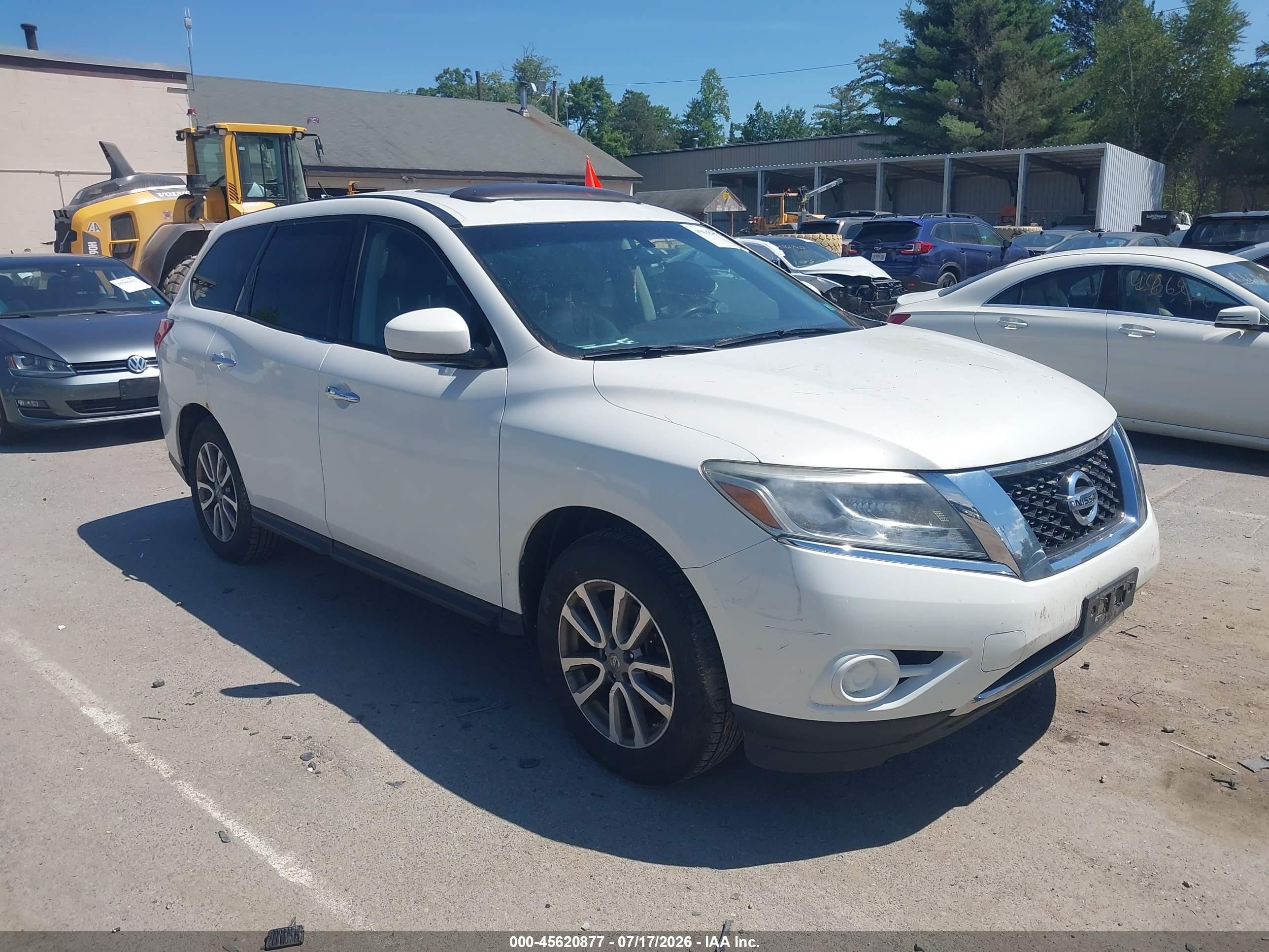 2014 Nissan Pathfinder S White vin: 5N1AR2MM8EC714639