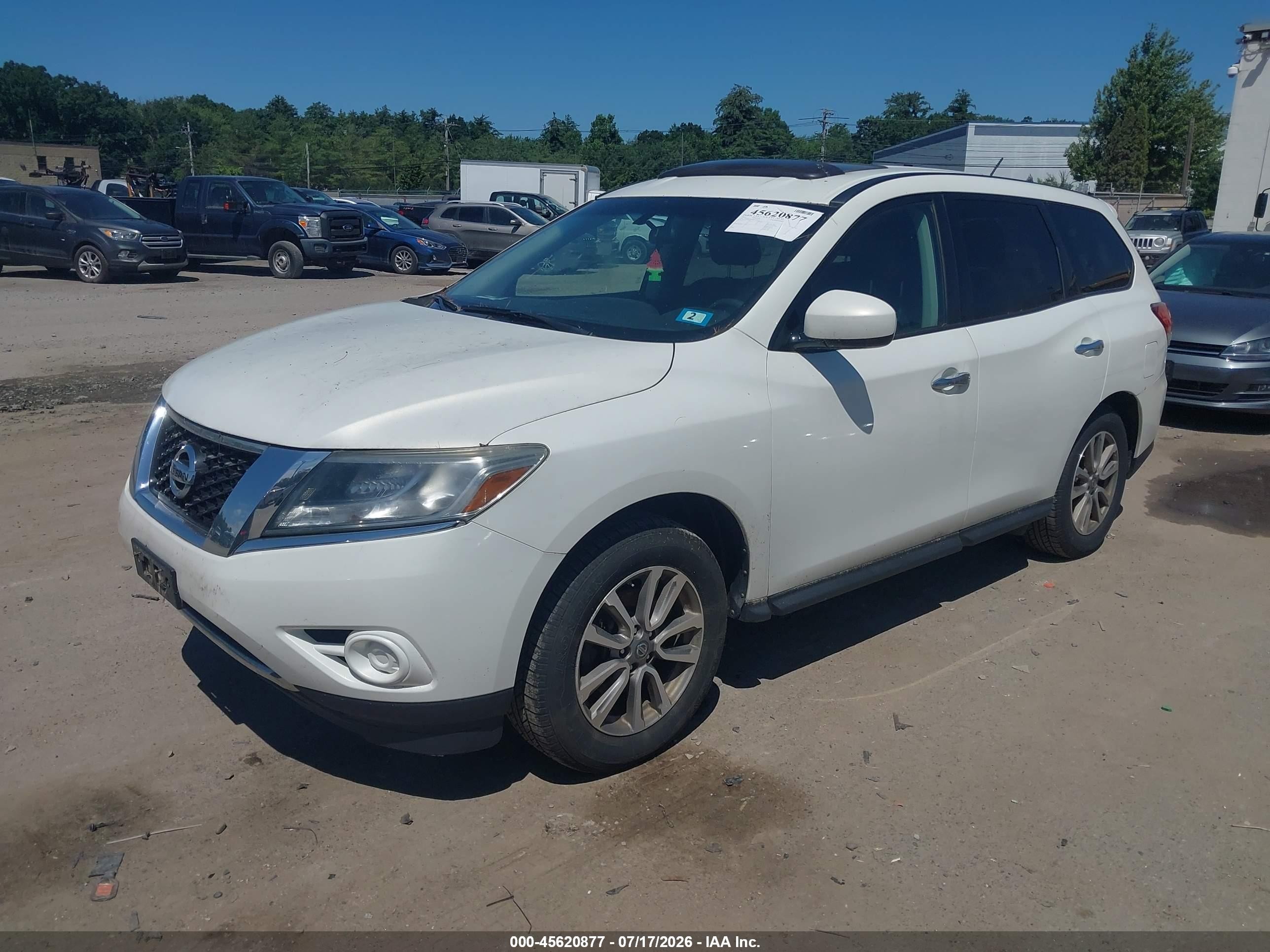 2014 Nissan Pathfinder S White vin: 5N1AR2MM8EC714639