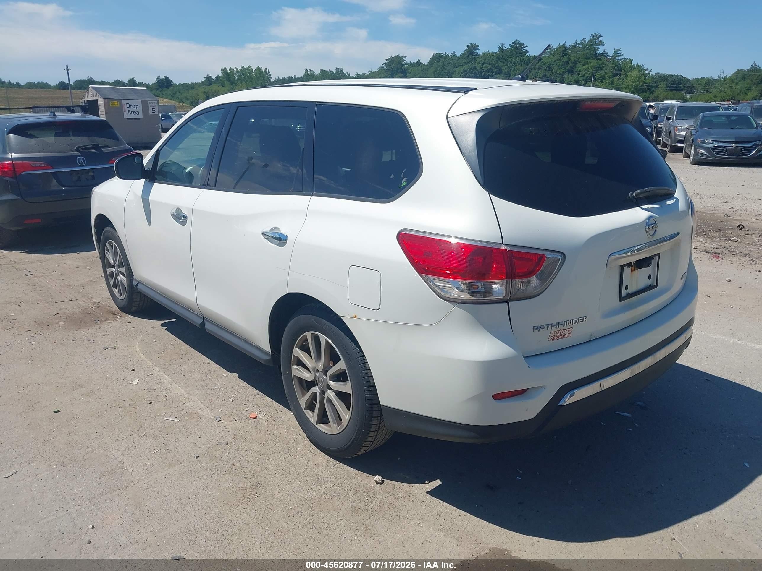 2014 Nissan Pathfinder S White vin: 5N1AR2MM8EC714639