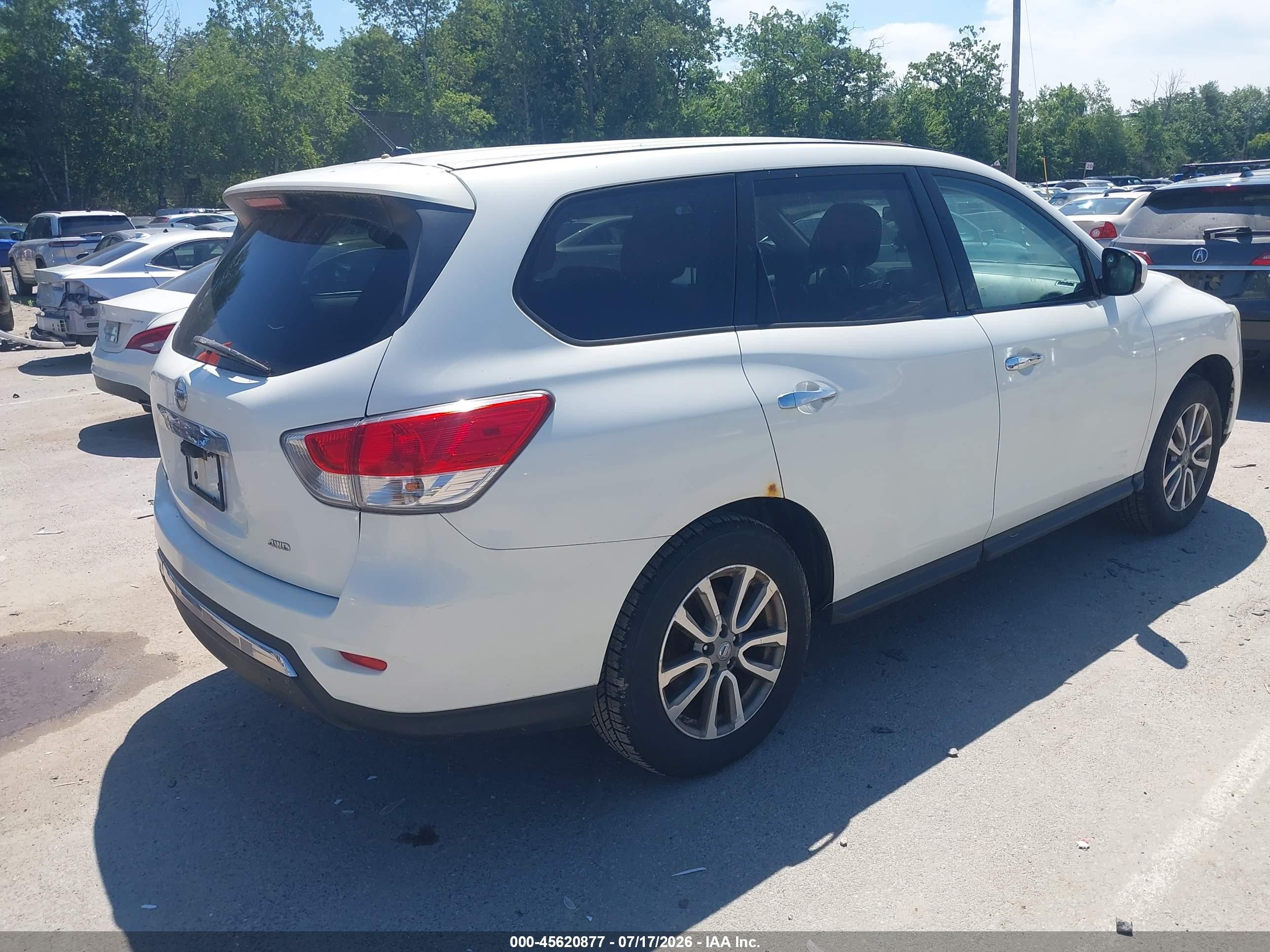 2014 Nissan Pathfinder S White vin: 5N1AR2MM8EC714639