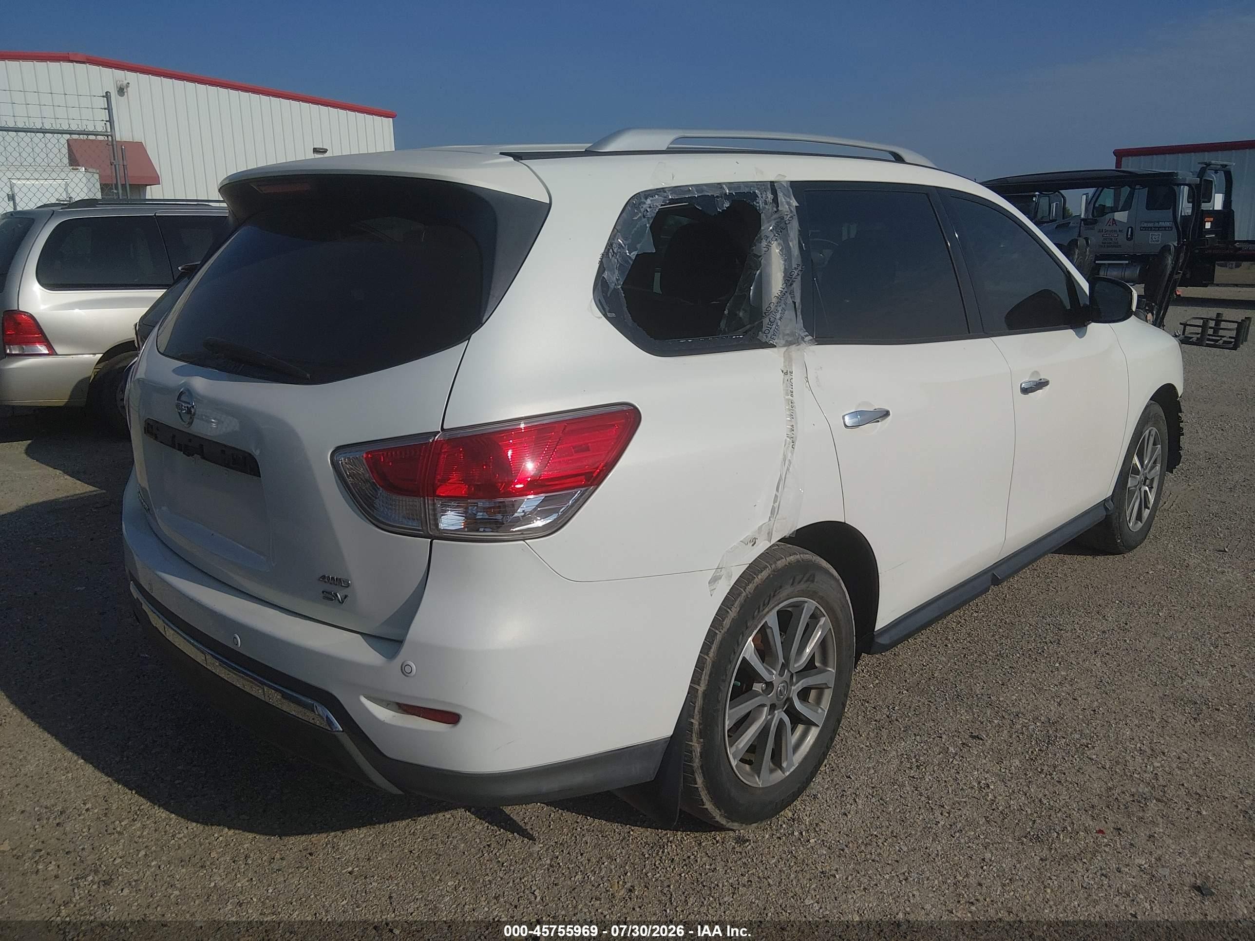 2014 Nissan Pathfinder Sv White vin: 5N1AR2MM8EC729447
