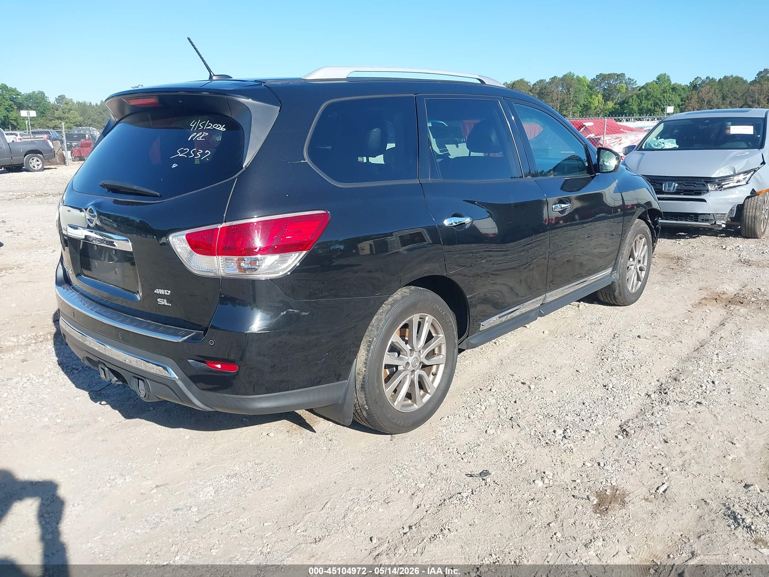 2015 Nissan Pathfinder Sl Black vin: 5N1AR2MM8FC706400