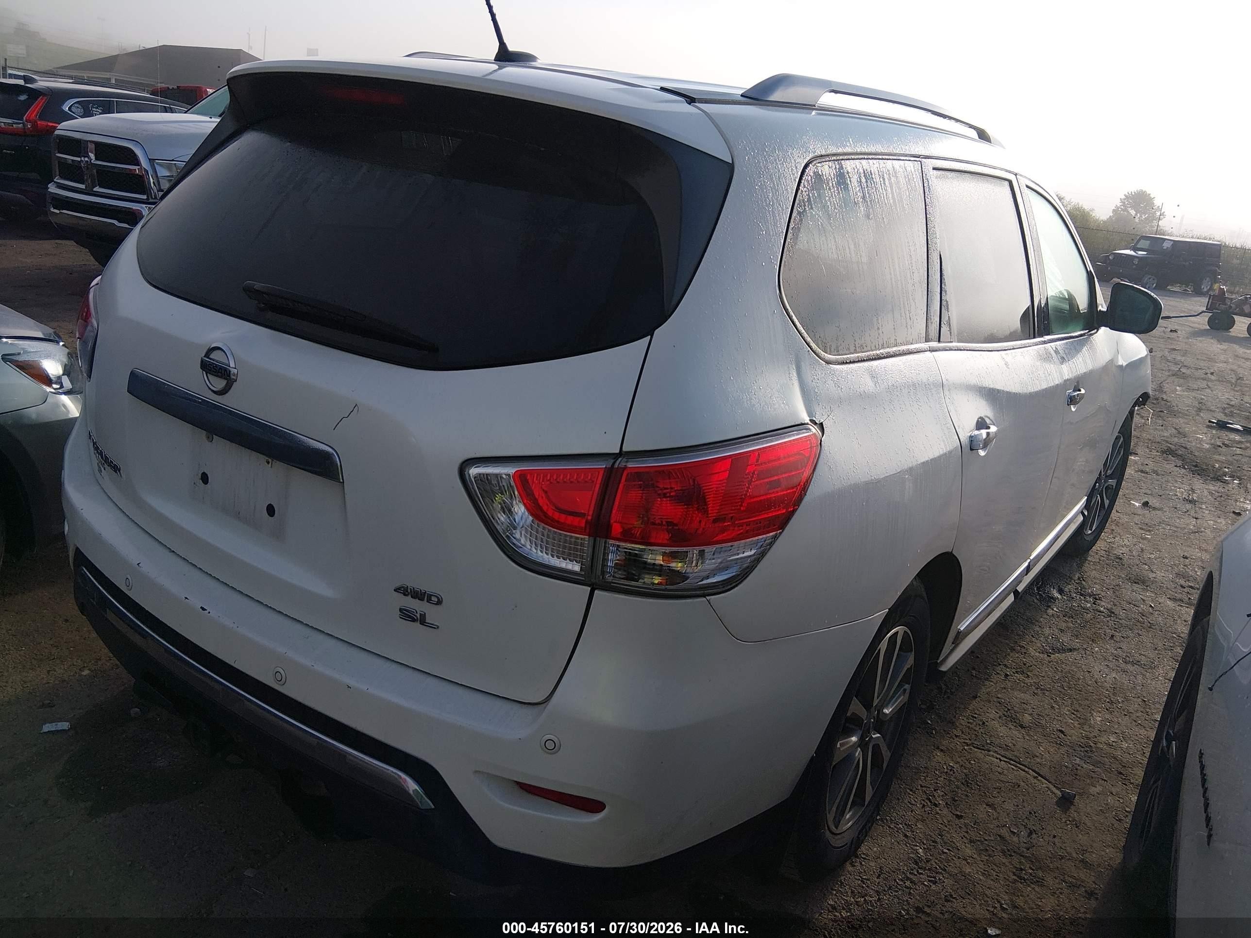 2015 Nissan Pathfinder Sl White vin: 5N1AR2MM8FC711290