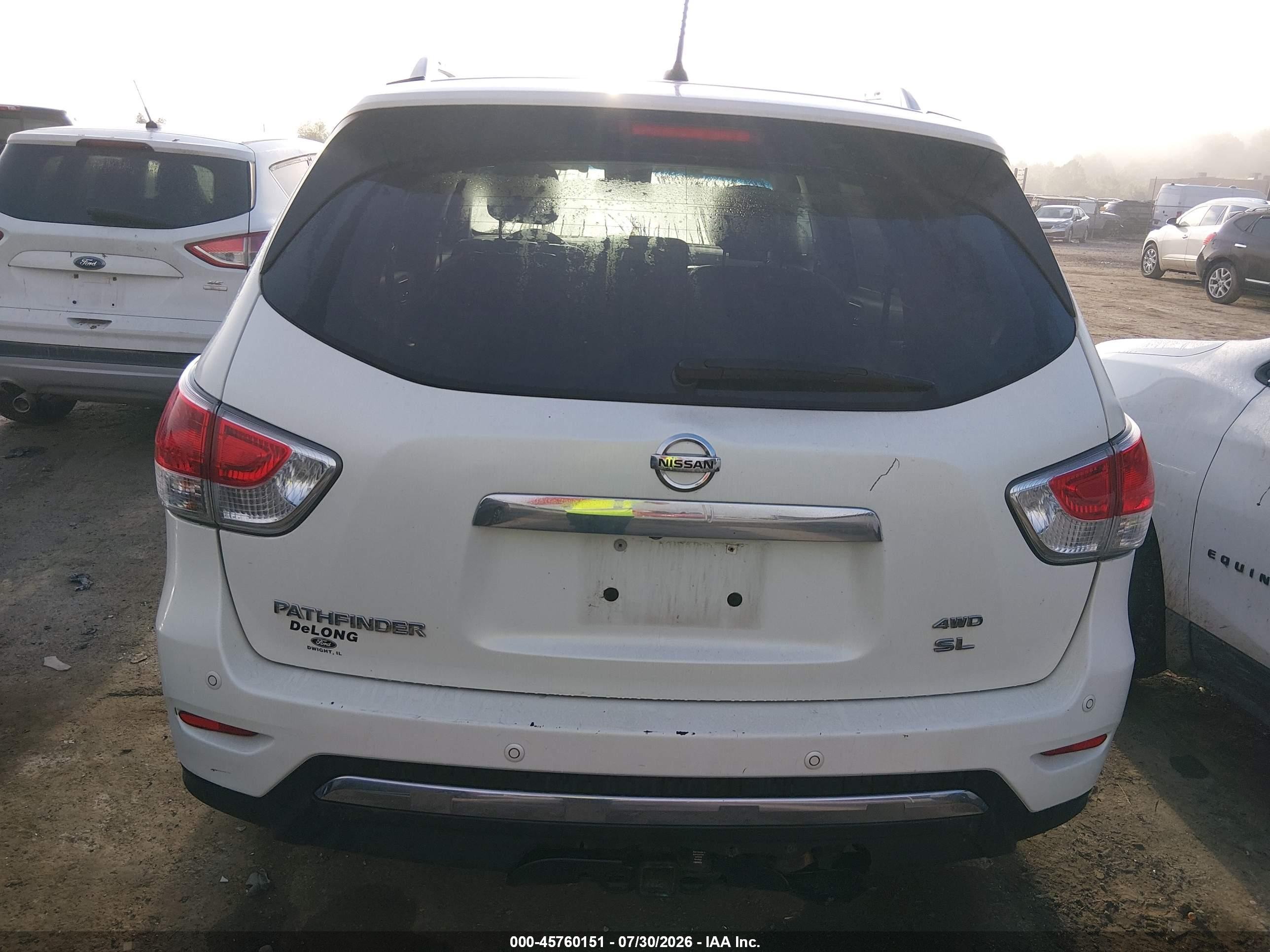 2015 Nissan Pathfinder Sl White vin: 5N1AR2MM8FC711290