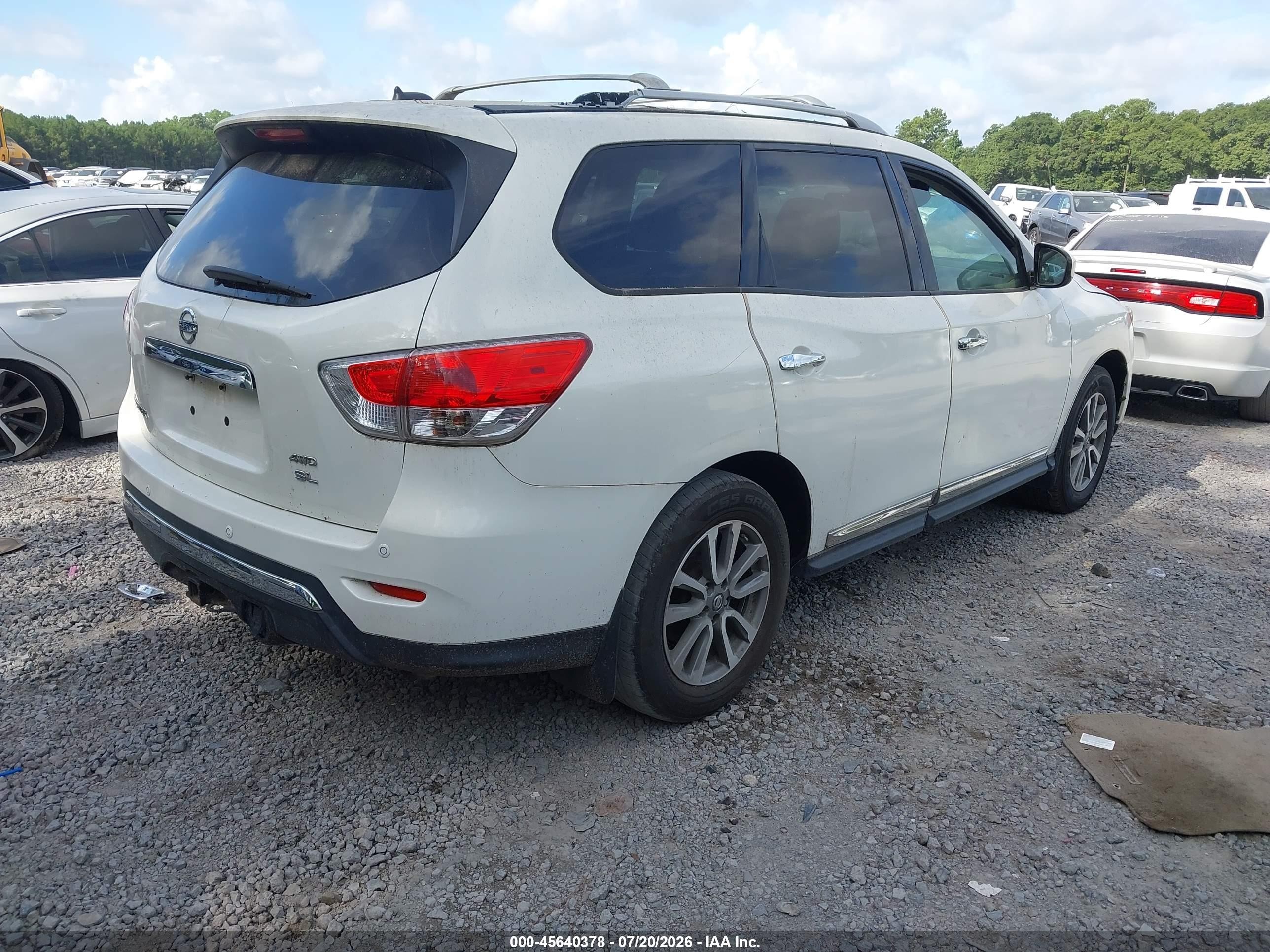 2013 Nissan Pathfinder Sl White vin: 5N1AR2MM9DC613253