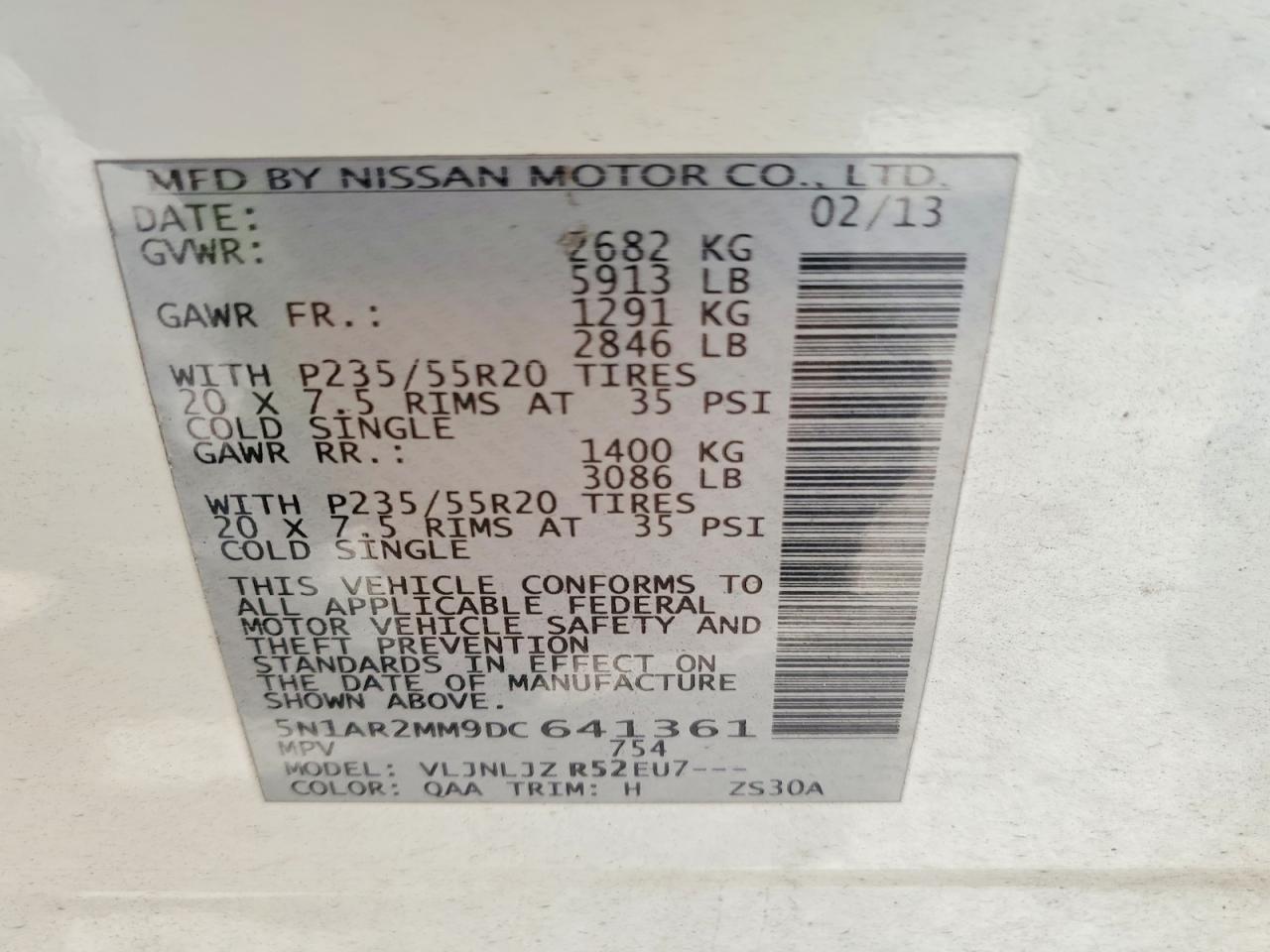 2013 Nissan Pathfinder S White vin: 5N1AR2MM9DC641361