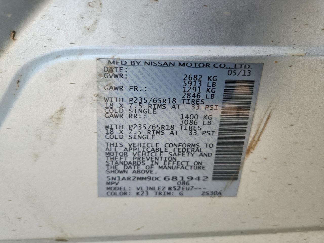 2013 Nissan Pathfinder S Silver vin: 5N1AR2MM9DC681942