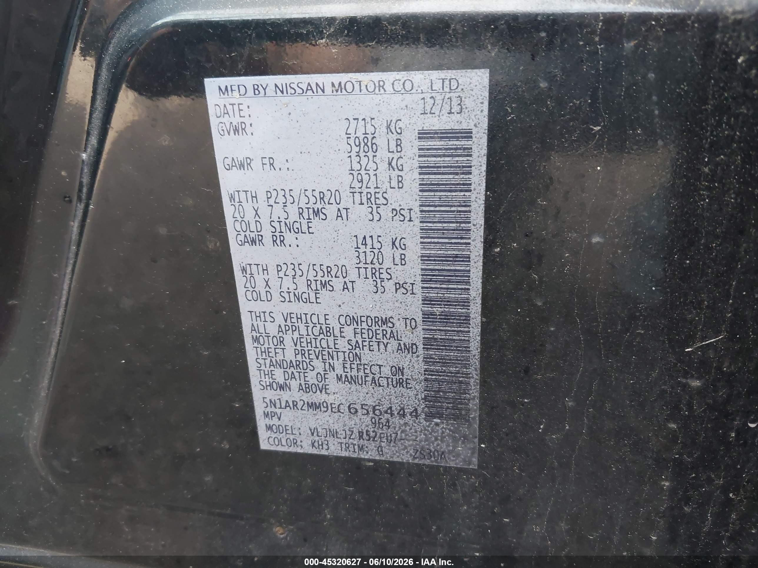 2014 Nissan Pathfinder Platinum Black vin: 5N1AR2MM9EC656444