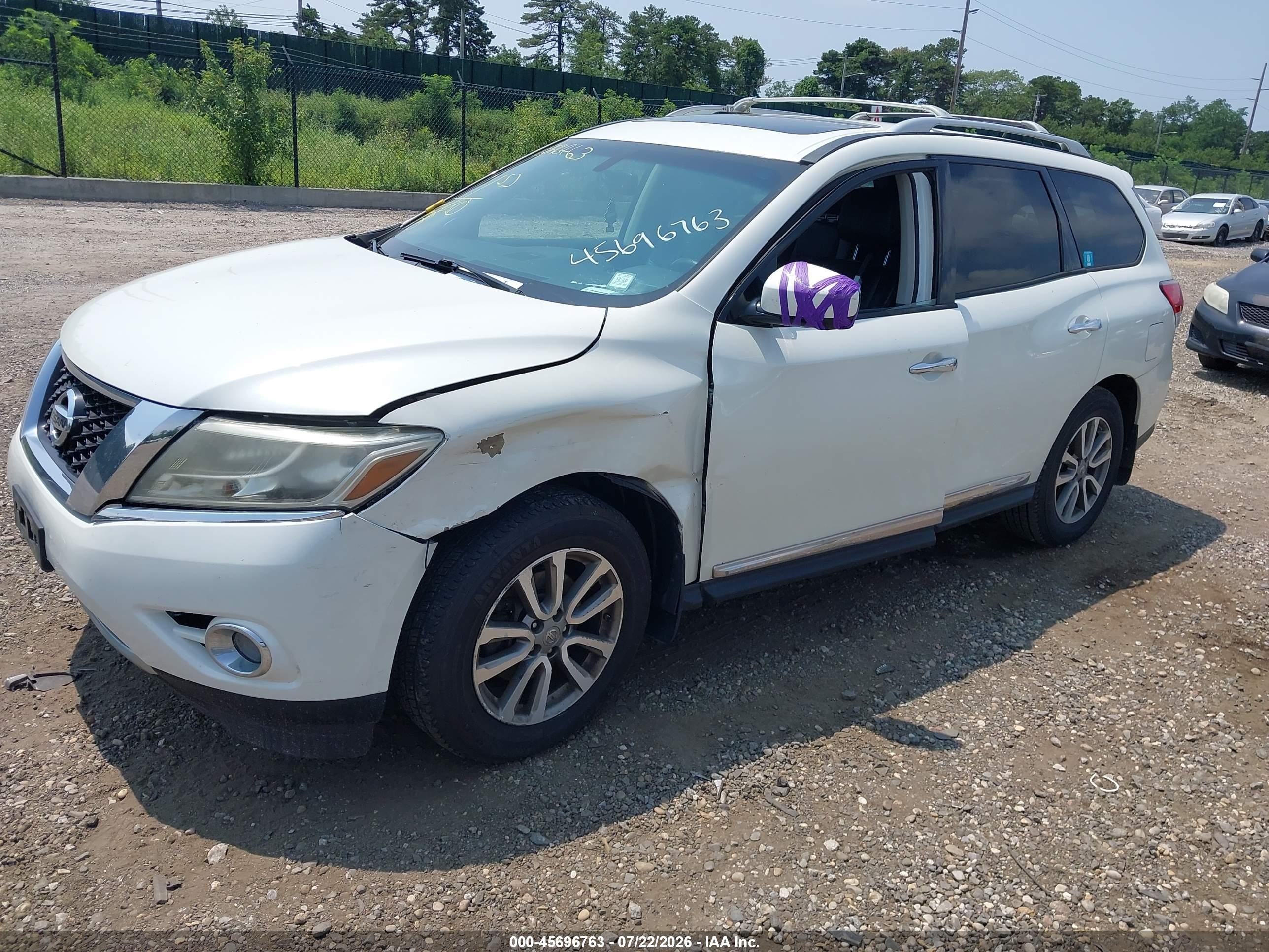 2015 Nissan Pathfinder Sl White vin: 5N1AR2MM9FC616317