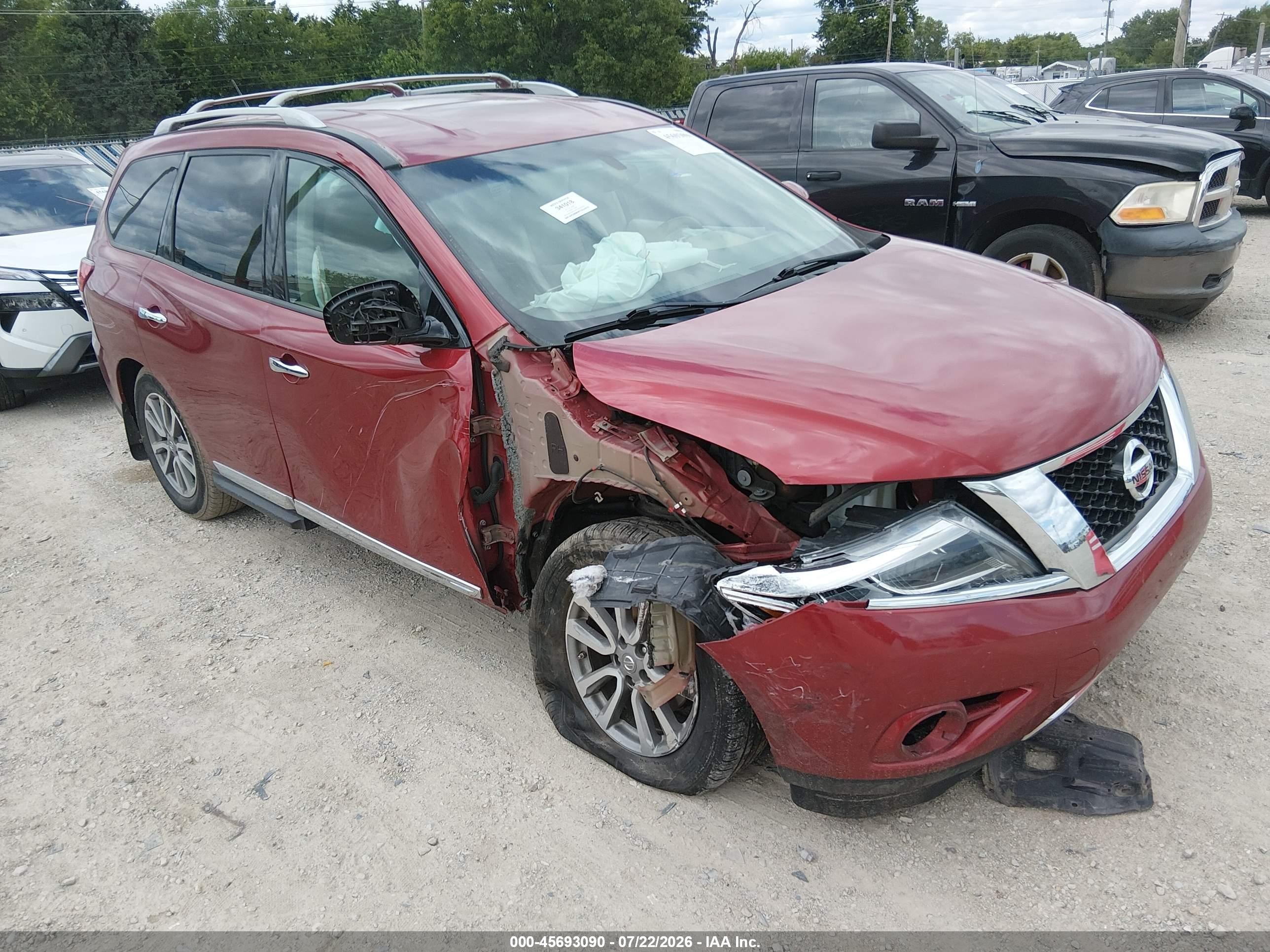 2015 Nissan Pathfinder Sl Red vin: 5N1AR2MM9FC624935