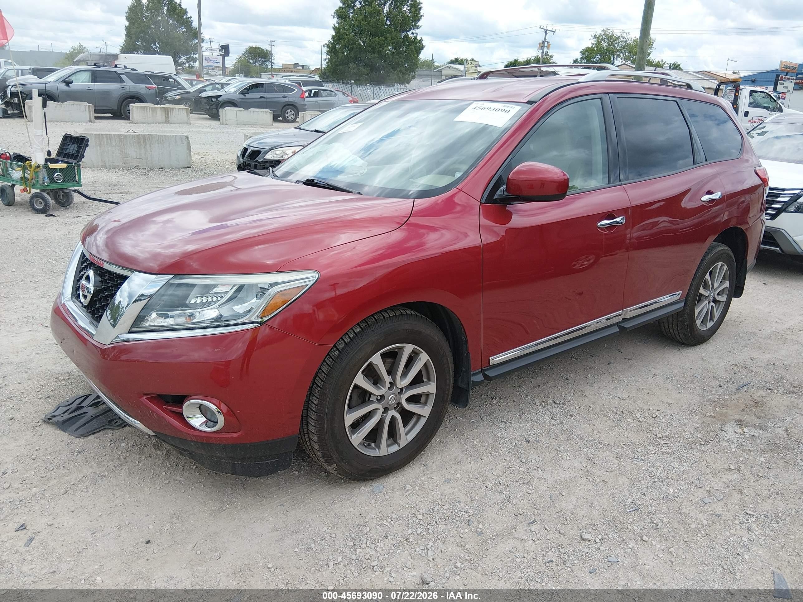 2015 Nissan Pathfinder Sl Red vin: 5N1AR2MM9FC624935