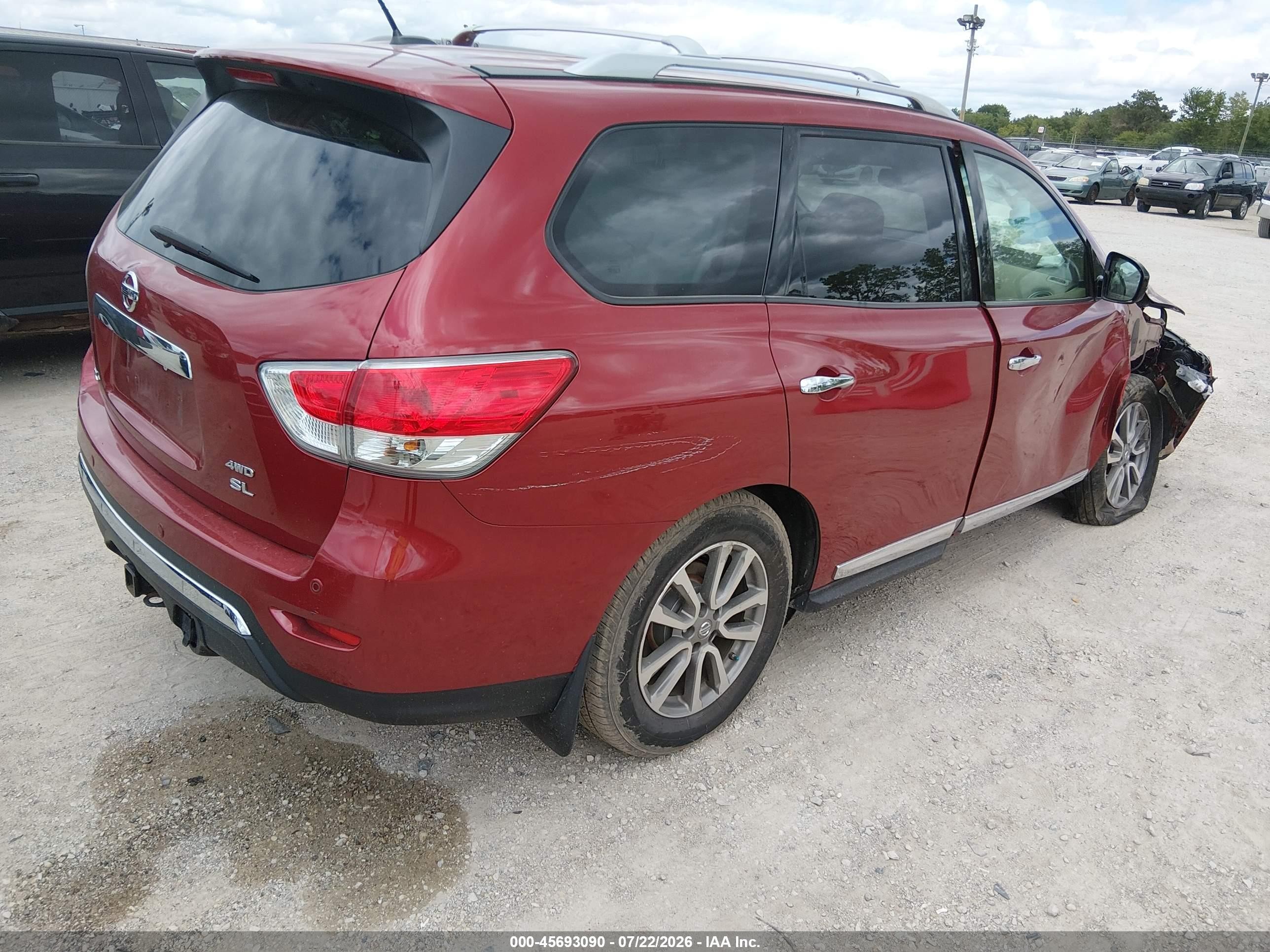 2015 Nissan Pathfinder Sl Red vin: 5N1AR2MM9FC624935