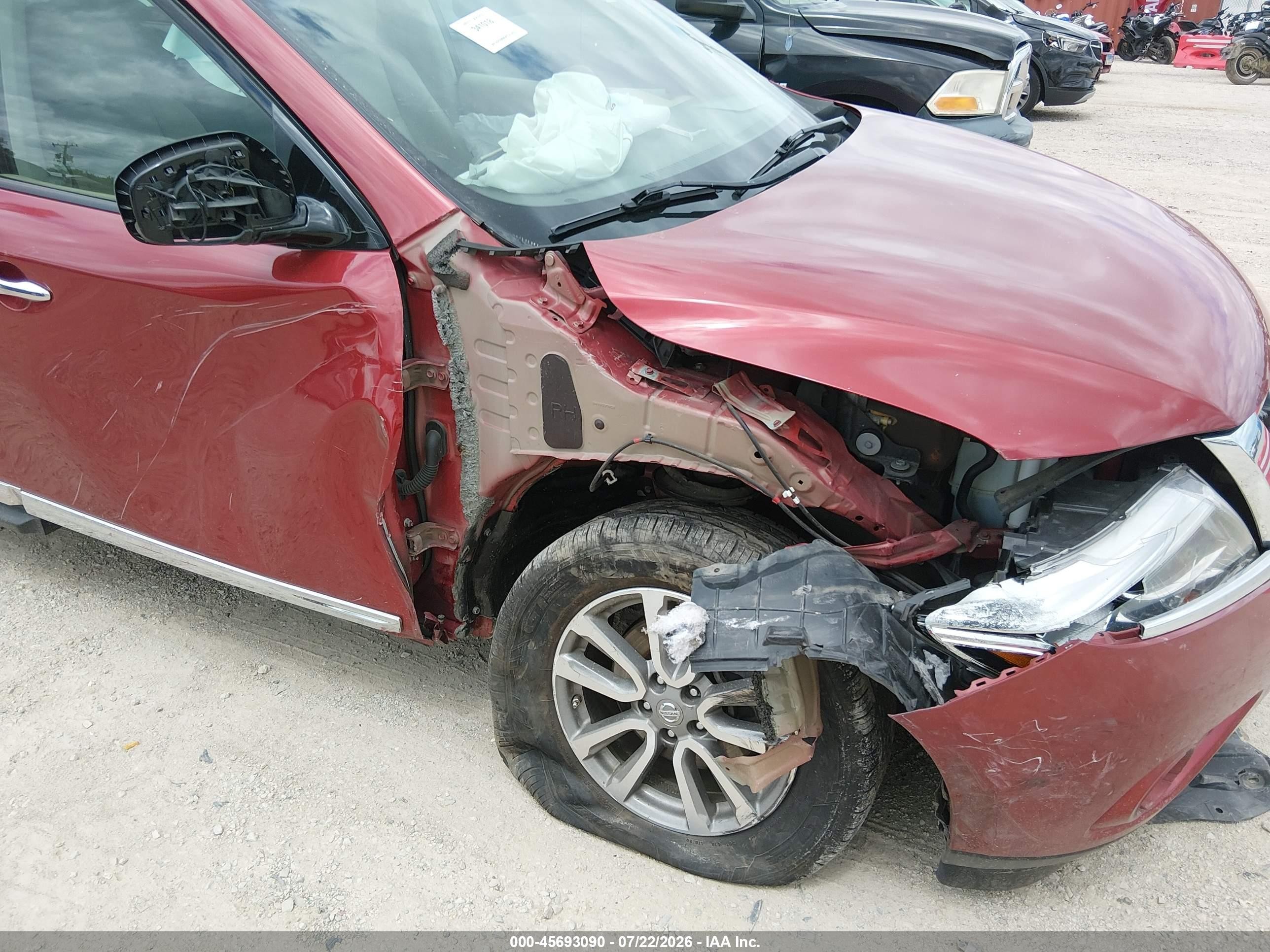2015 Nissan Pathfinder Sl Red vin: 5N1AR2MM9FC624935