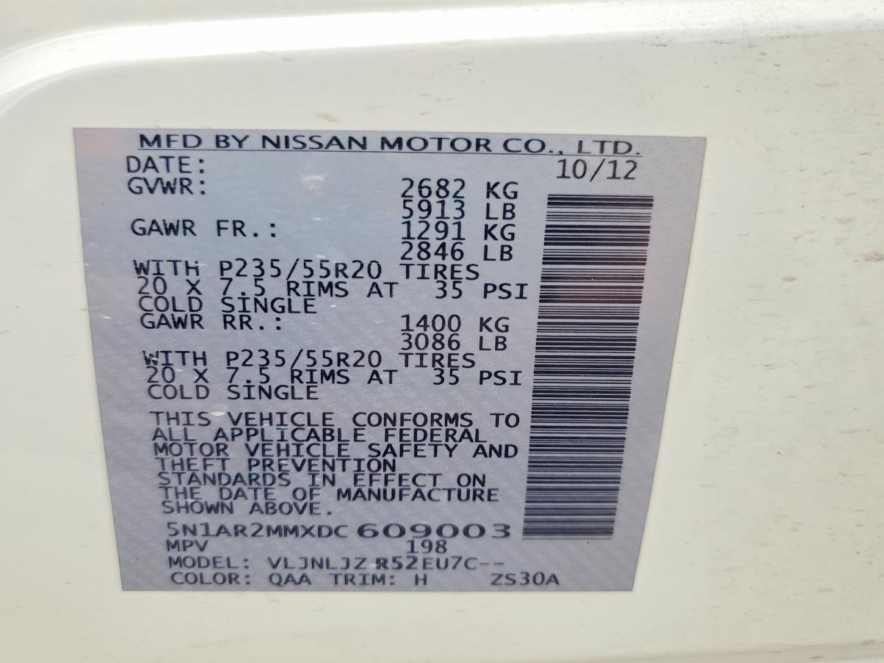 2013 Nissan Pathfinder S White vin: 5N1AR2MMXDC609003